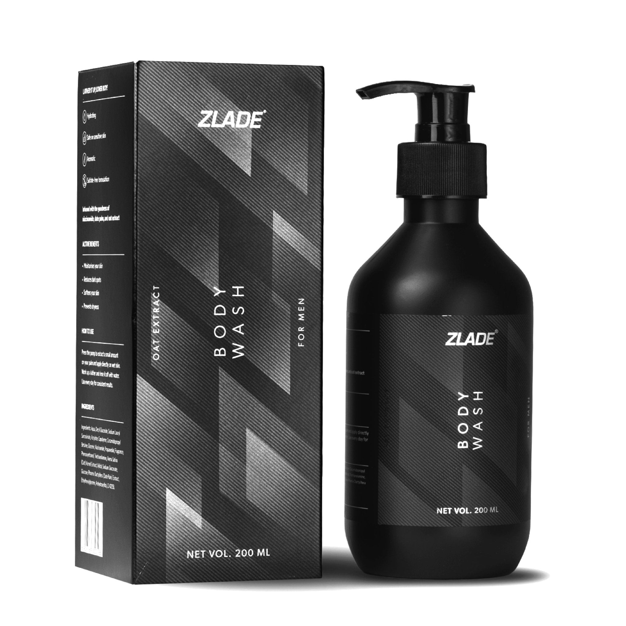 Zlade Body Wash for Men with Niacinamide & Oat Extract | Soothing & Hydrating | Sulfate-free 200 ml - Skin Care - ZLADE