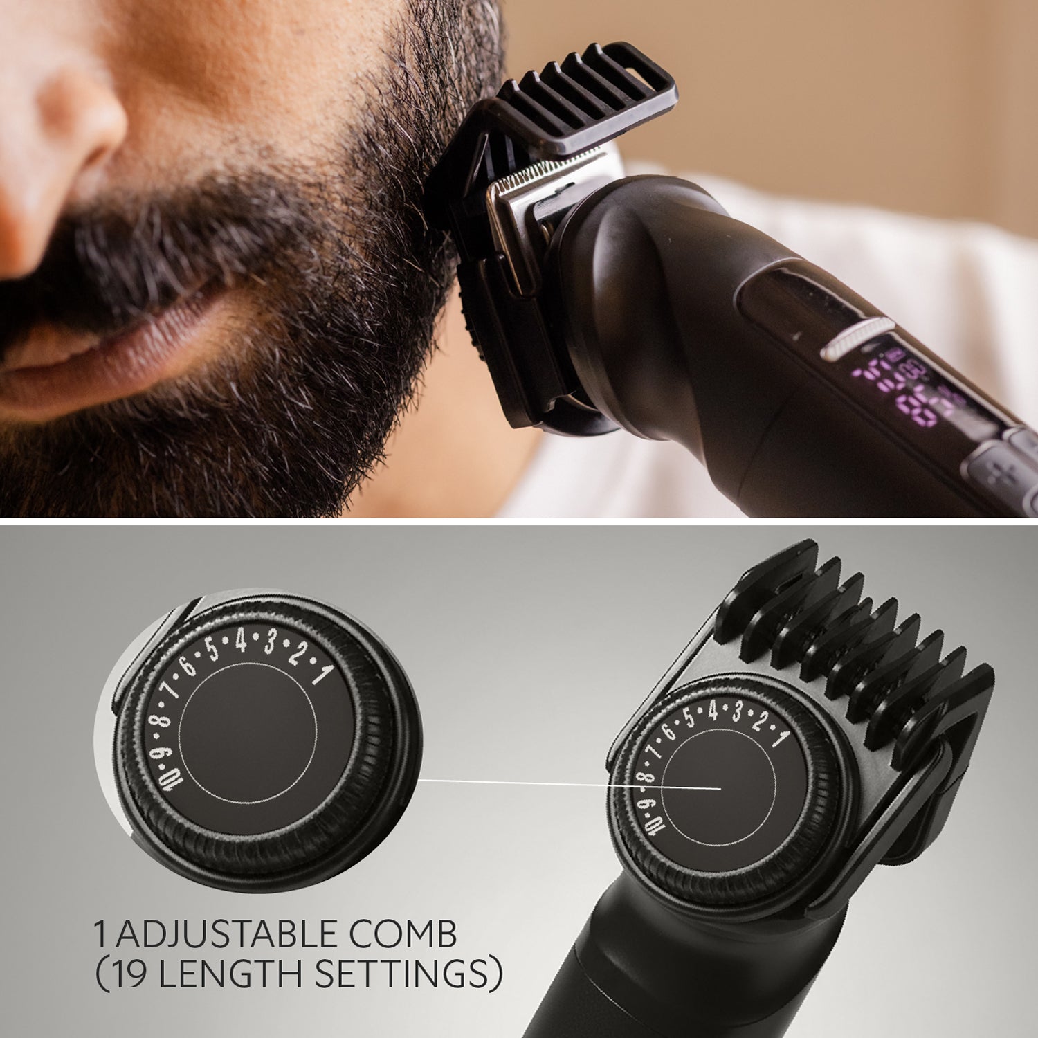 Zlade Jaws Alpha Rechargeable All-in-One Beard Trimmer | 4 Interchangeable Heads | 19+4 Length Settings | IPX-7 Waterproof - ZLADE