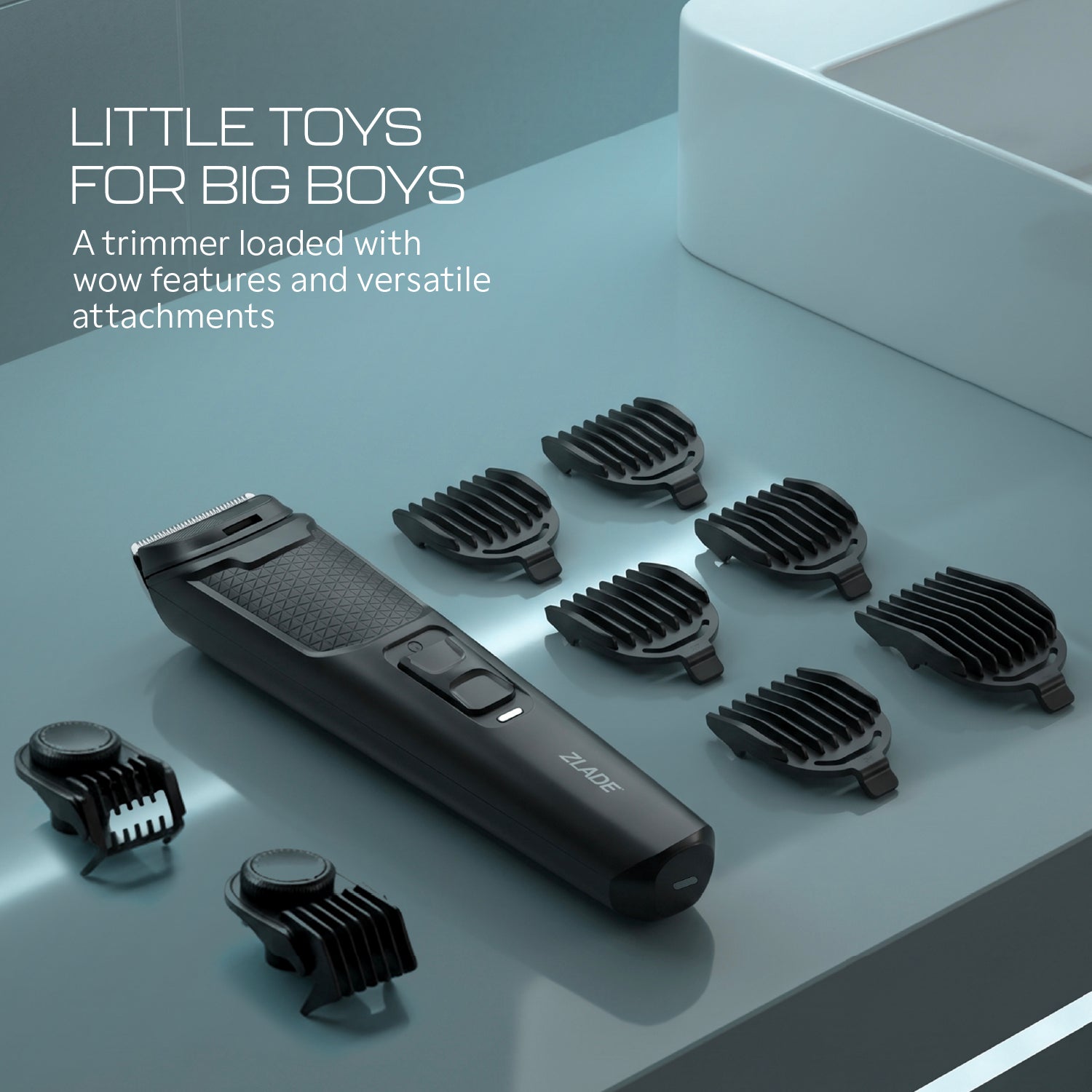 Zlade Jaws Blitz 9-in-1 Ultra-Precision Beard Trimmer | 40+6 Length Settings | Self-Sharpening Blades | USB-C Charging - Beard Trimmer - ZLADE