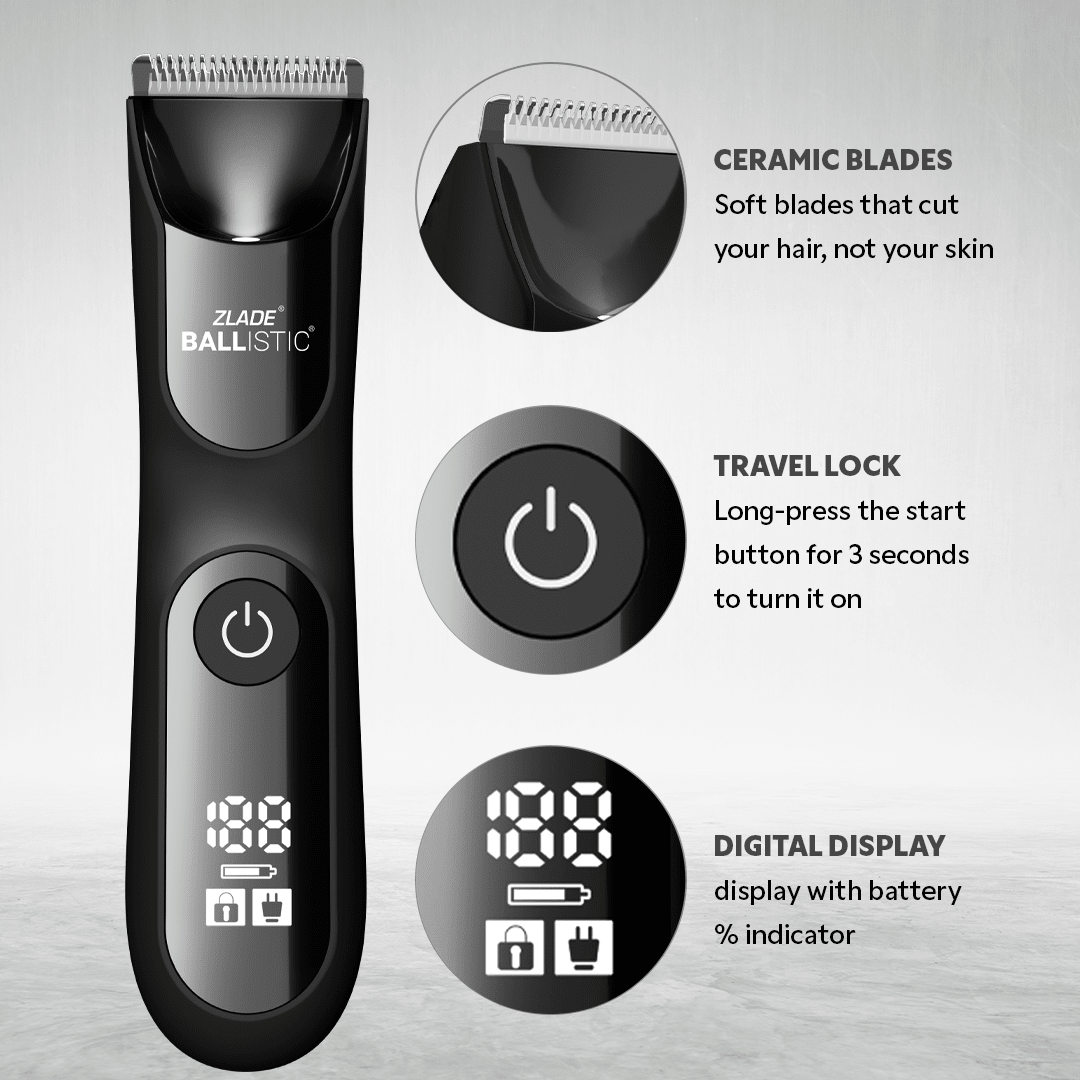 Zlade Ballistic PRO Full Body Trimmer + 2 Extra Blades - Hair Clipper & Trimmer Accessories - ZLADE