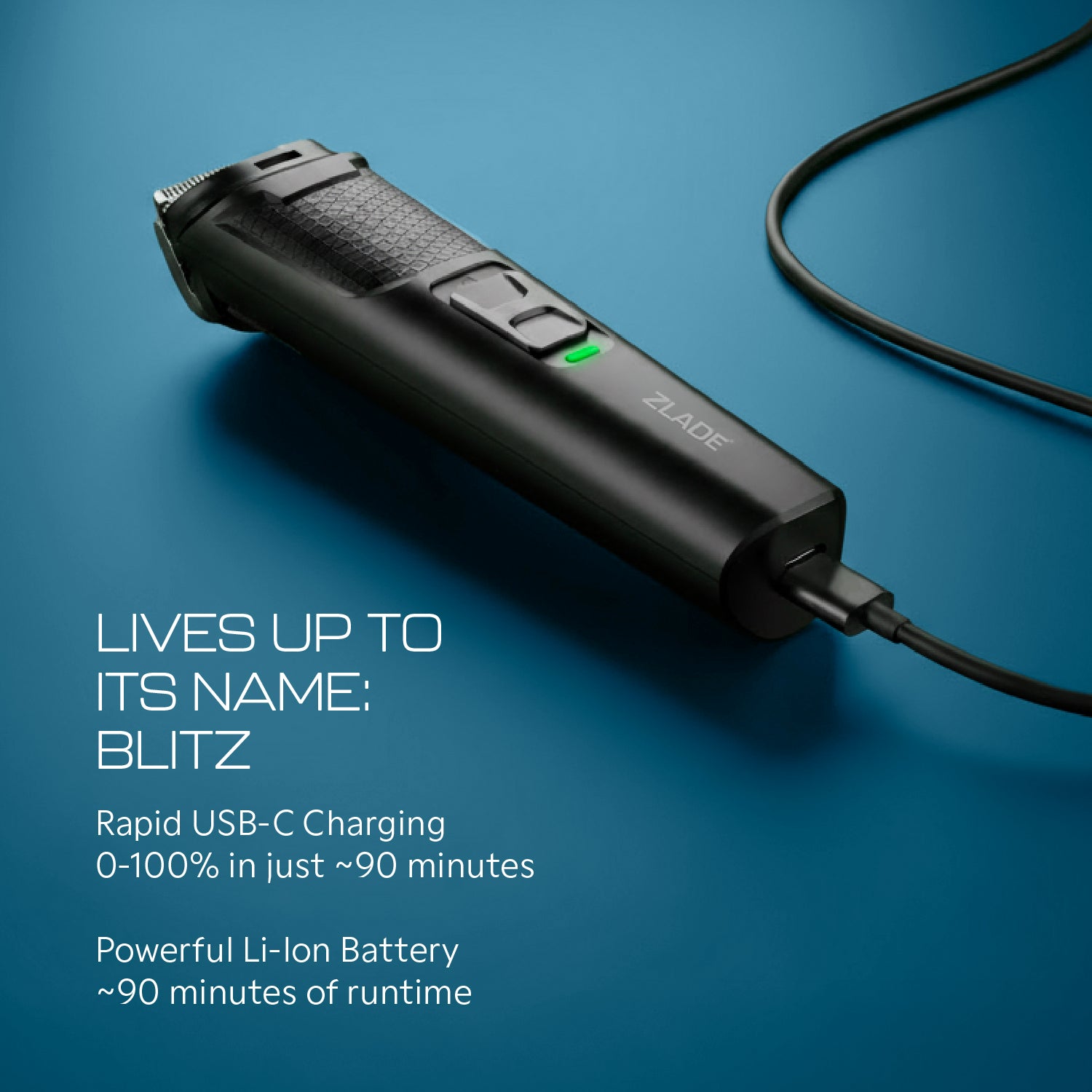 Zlade Jaws Blitz 11-in-1 All-Purpose Beard Trimmer | Men's Multigrooming Kit | 40+6 Length Settings | 3 Interchangeable Heads | Convenient USB-C Charging - Beard Trimmer - ZLADE