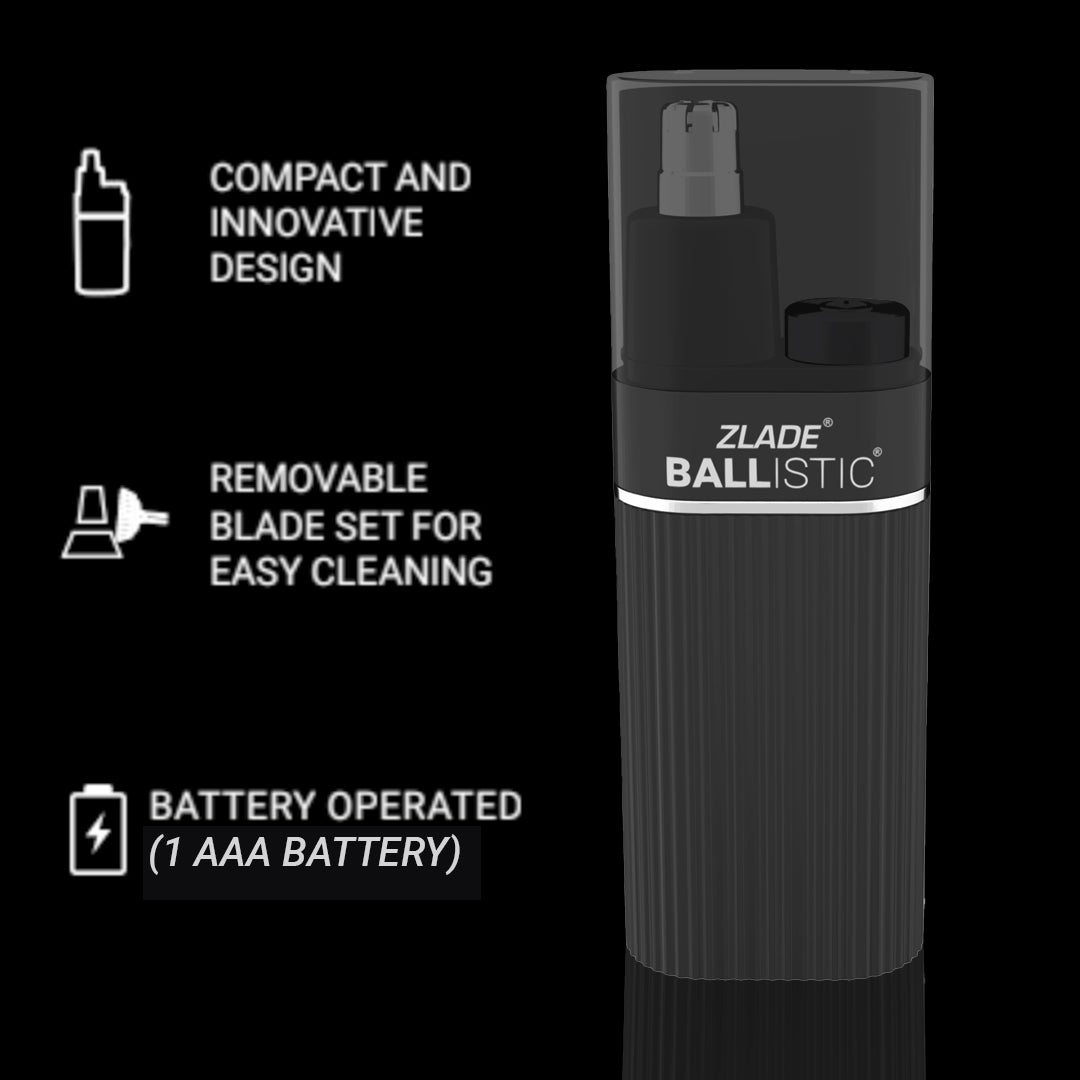 Zlade Ballistic Nose & Ear Hair Trimmer - AAA Battery-Operated Waterproof Trimmer