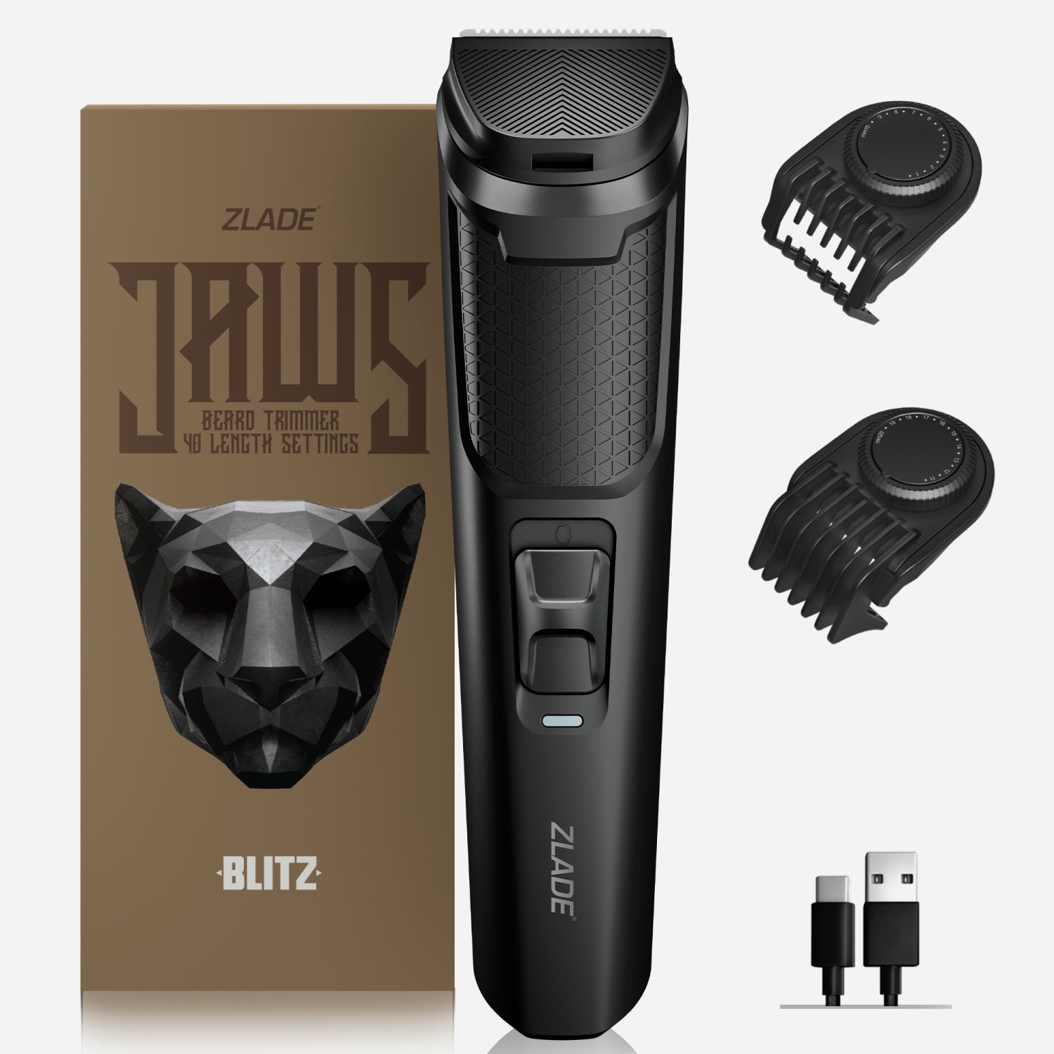 Zlade Jaws Blitz Rechargeable High-Precision Beard Trimmer | 40 Length