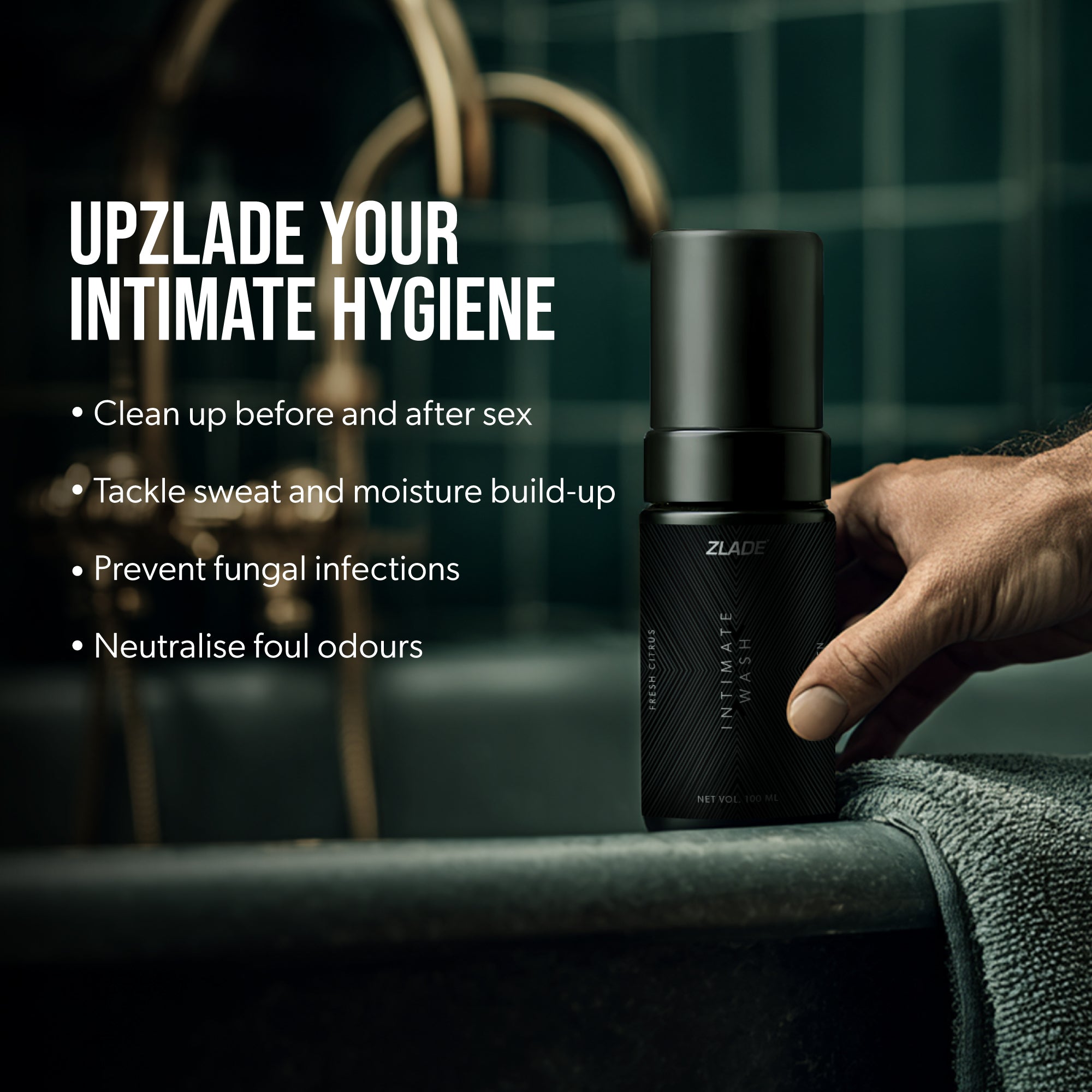 Zlade Intimate Wash for Men | Fresh Citrus Foaming Wash for Impeccable Below-the-Belt Hygiene | 100 ml