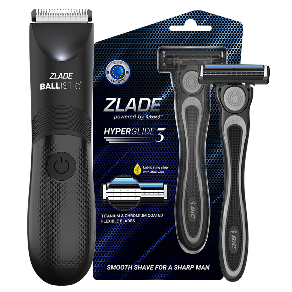 Zlade Ballistic Lite Trimmer & Zlade HyperGlide3 Shaving Razor
