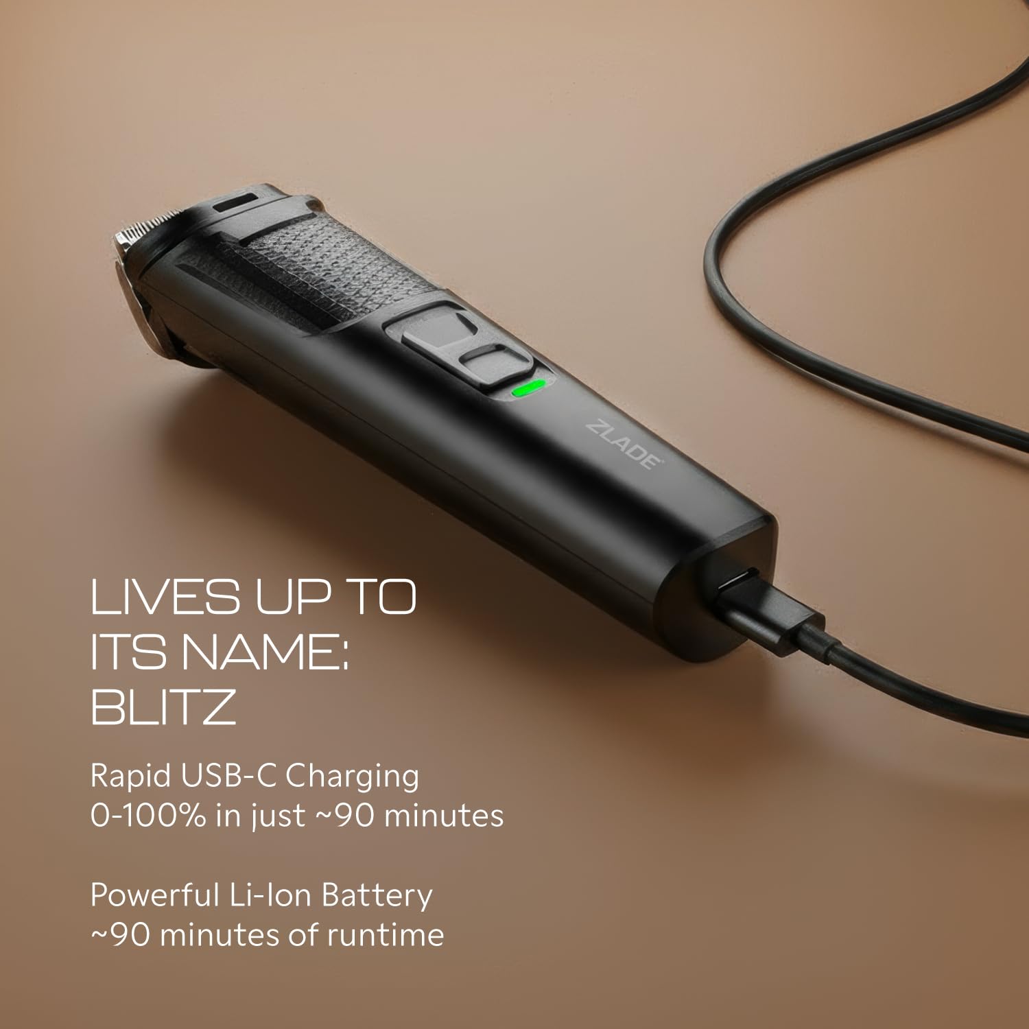 Zlade Jaws Blitz Beard Trimmer ZBLT6 - 90 minute runtime li-ion battery