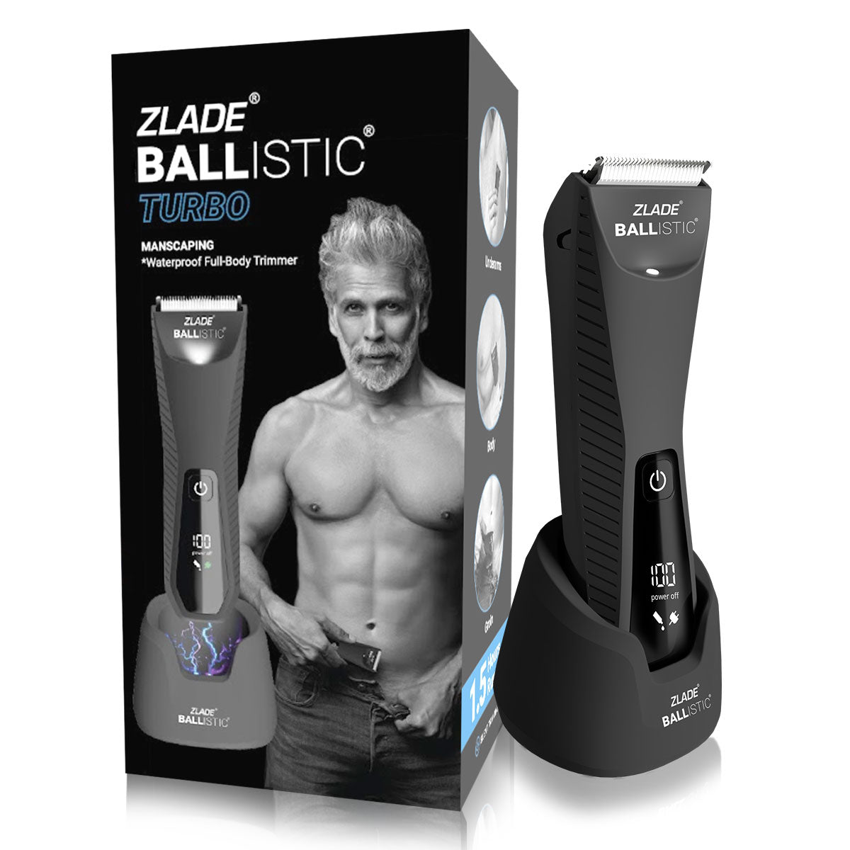 Zlade Ballistic Turbo 3.0 Full-Body Trimmer & Zlade HyperGlide5 Pro Shaving Razor-Cartridge Combo