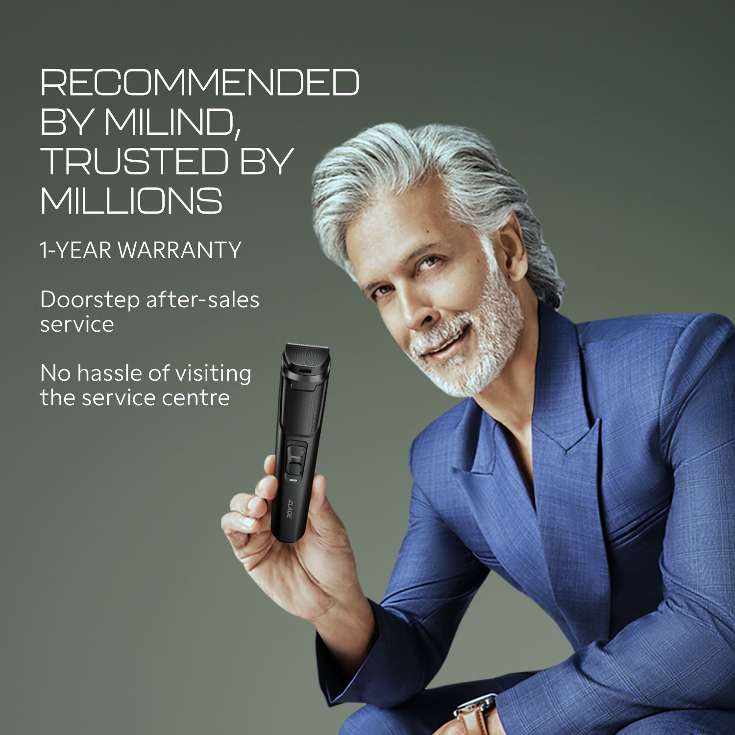 Zlade Jaws Blitz Rechargeable All-Purpose Beard Trimmer | 40 Length Settings | 3 Interchangeable Heads