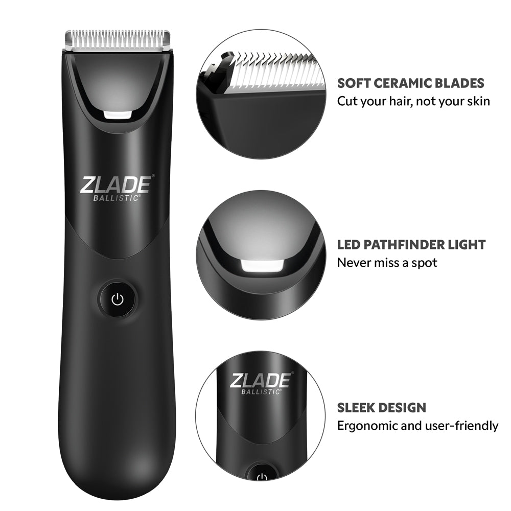 Zlade Ballistic LITE Full-Body Trimmer + 2 Heads | AAA Battery Powered