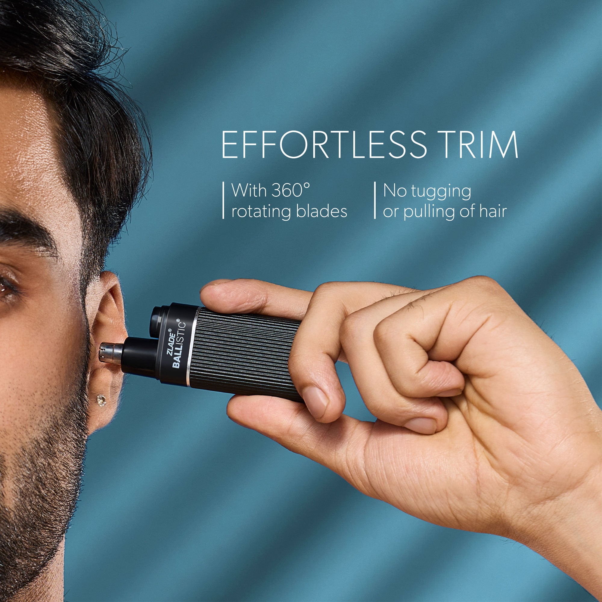 Zlade Ballistic Nose & Ear Hair Trimmer - AAA Battery-Operated Waterproof Trimmer