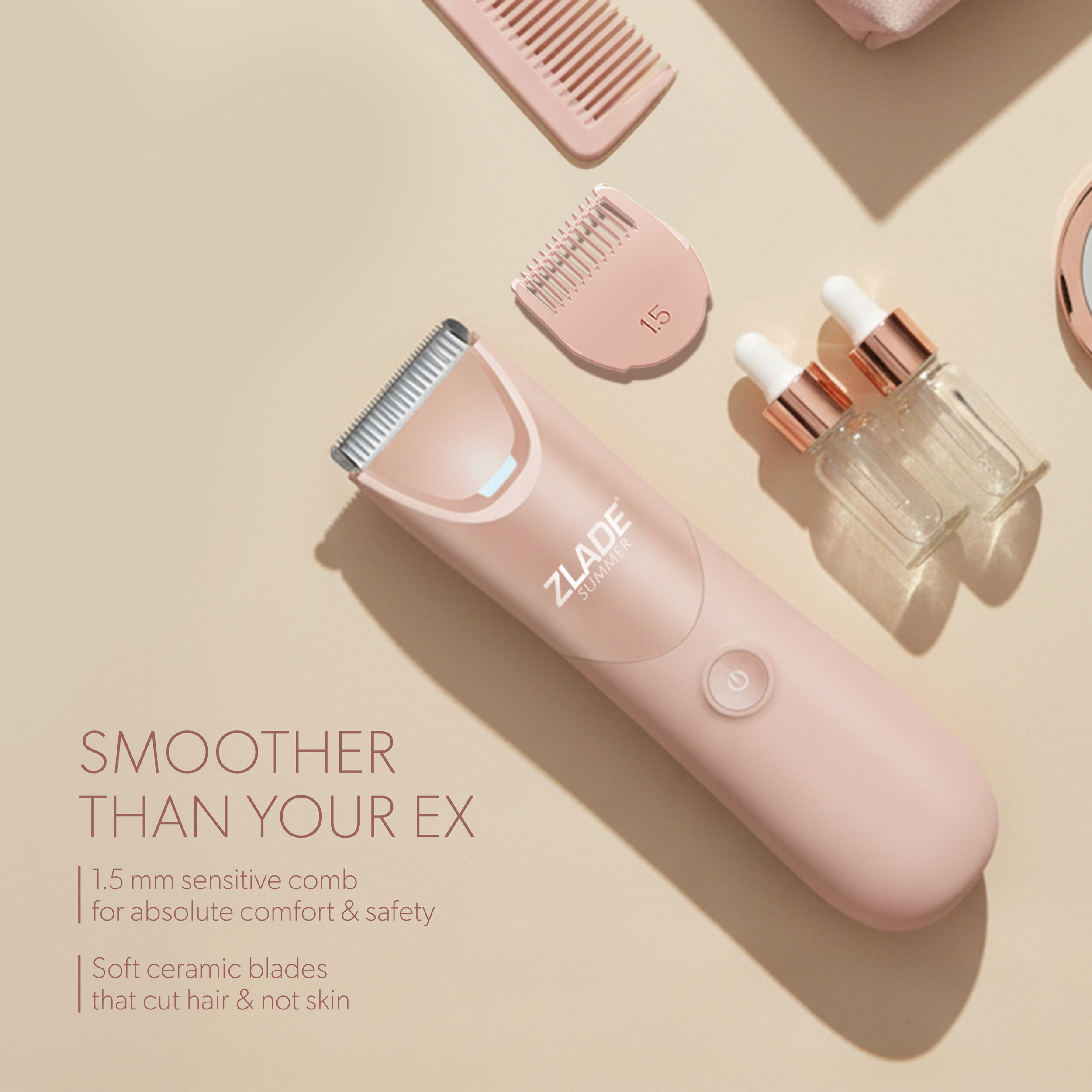Zlade Summer Intimate Hair Removal Trimmer for Women | Bikini Line, Underarms, Body Hair | 2 AAA Battery Operated | IPX-5 Waterproof