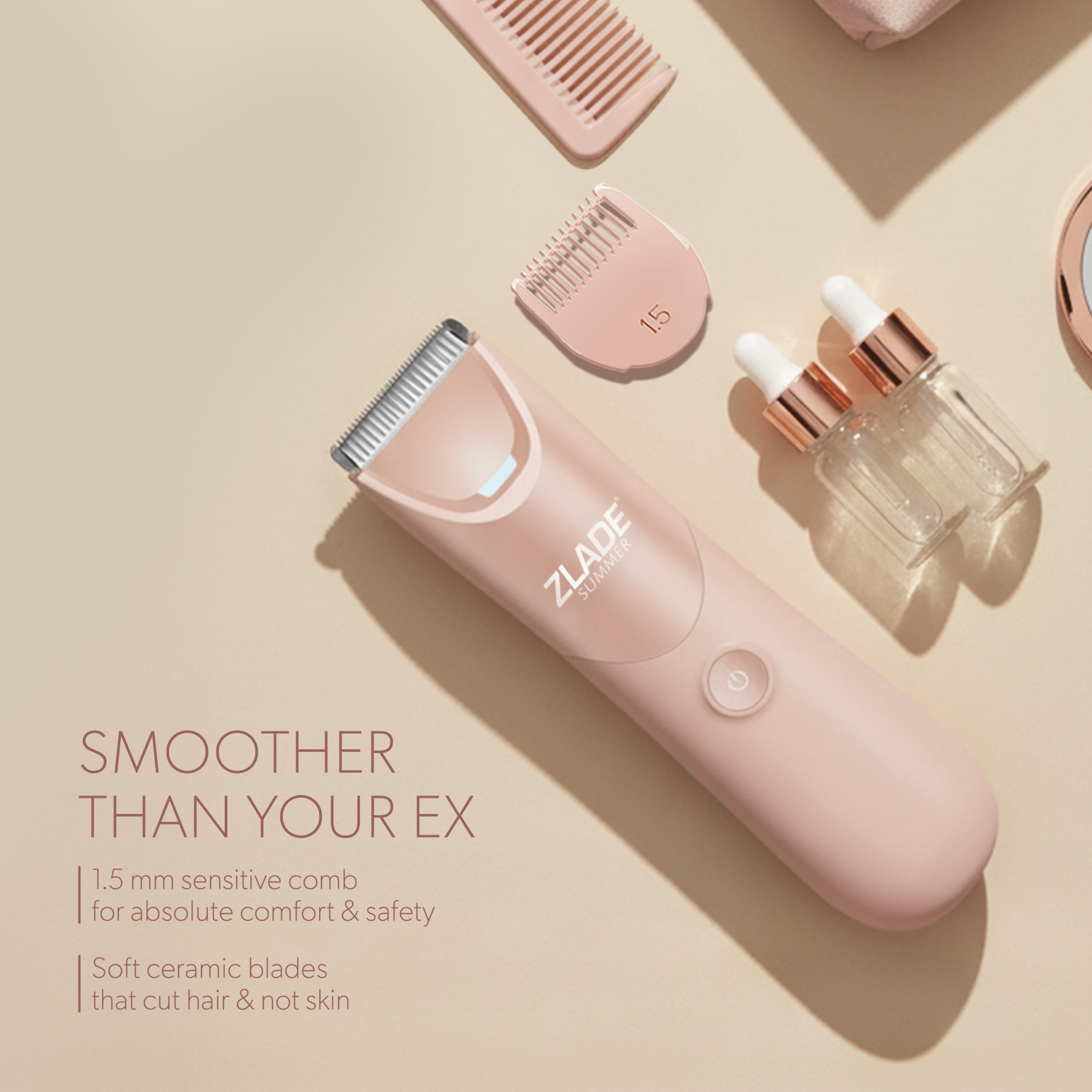 Zlade Summer Intimate Hair Removal Trimmer for Women | Bikini Line, Underarms, Body Hair | 2 AAA Battery Operated | IPX - 5 Waterproof - Hair Clipper & Trimmer Accessories - ZLADE