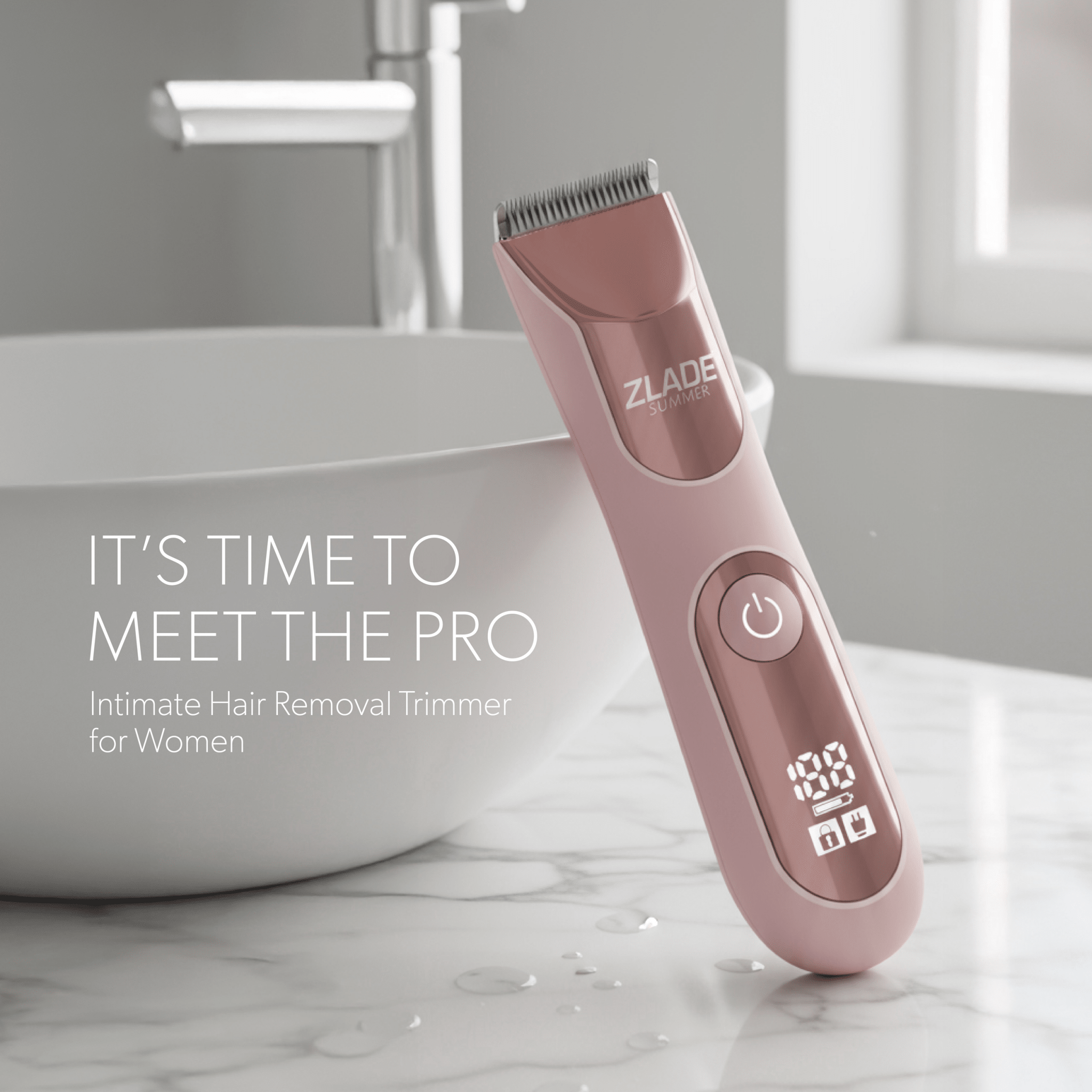 Zlade Summer Pro Intimate Body Trimmer for Women | Rechargeable | Soft Ceramic Blades | Waterproof | Digital Display - Hair Clipper & Trimmer Accessories - ZLADE