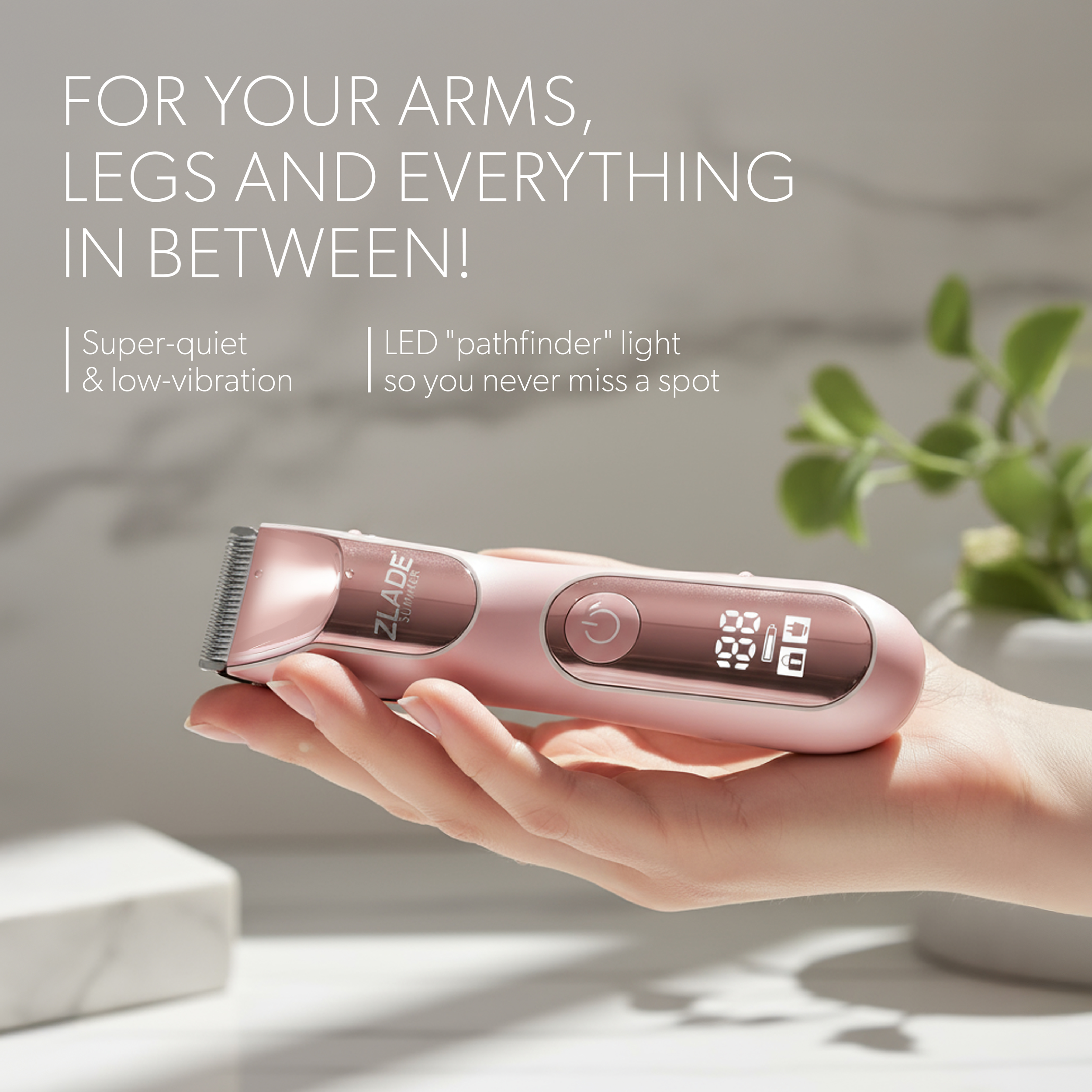 Zlade Summer Pro Intimate Body Trimmer for Women | Rechargeable | Soft Ceramic Blades | Waterproof | Digital Display