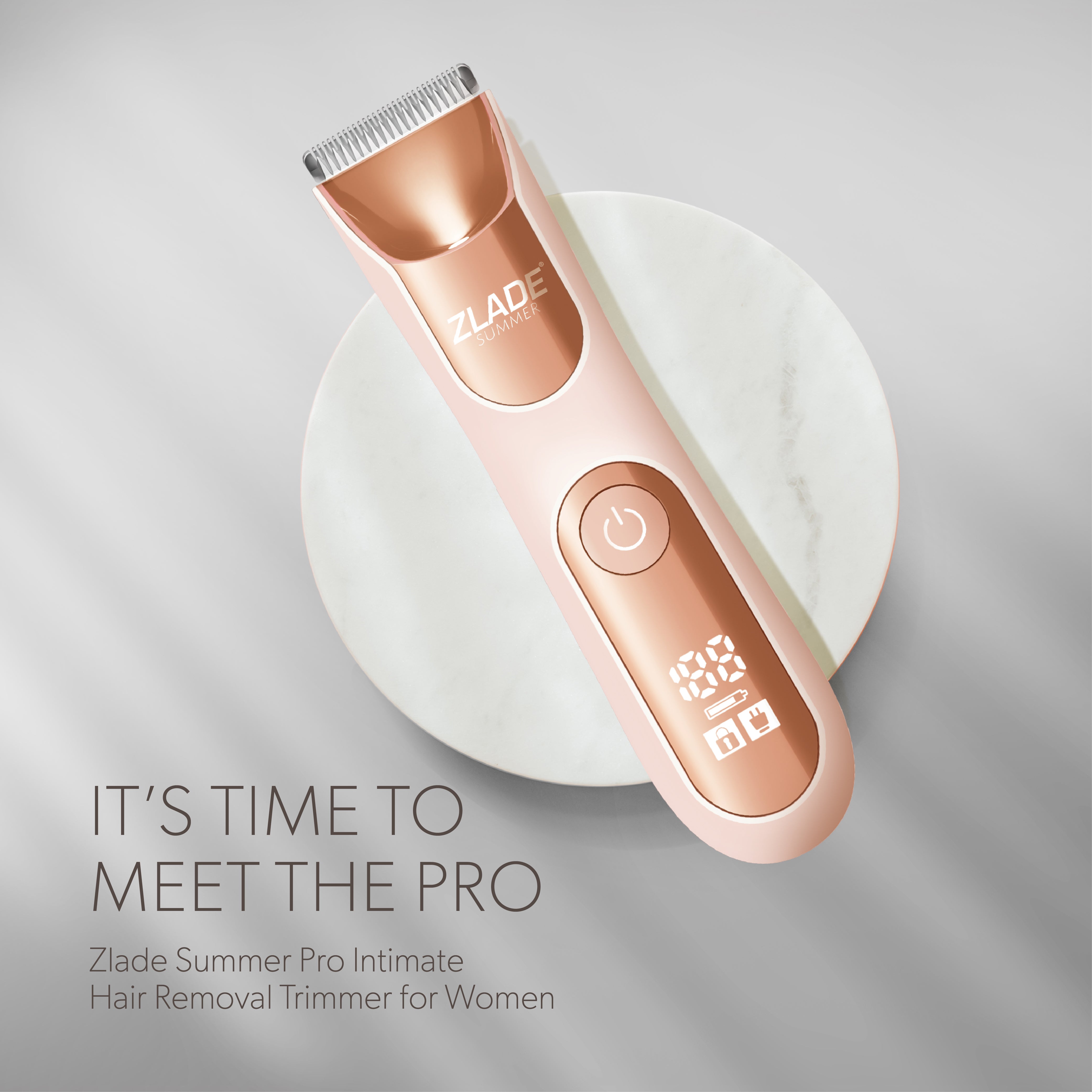 Zlade Summer Pro Intimate Body Trimmer for Women | Rechargeable | Soft Ceramic Blades | Waterproof | Digital Display
