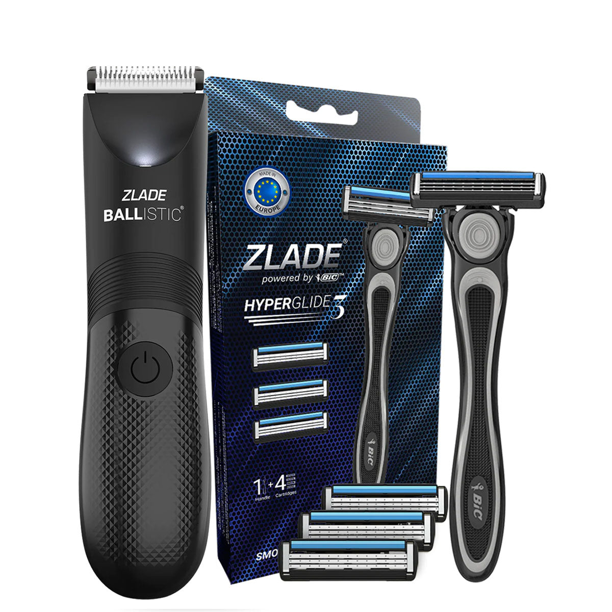 Zlade Ballistic Lite Trimmer & Zlade HyperGlide3 Shaving Razor-Cartridge Combo