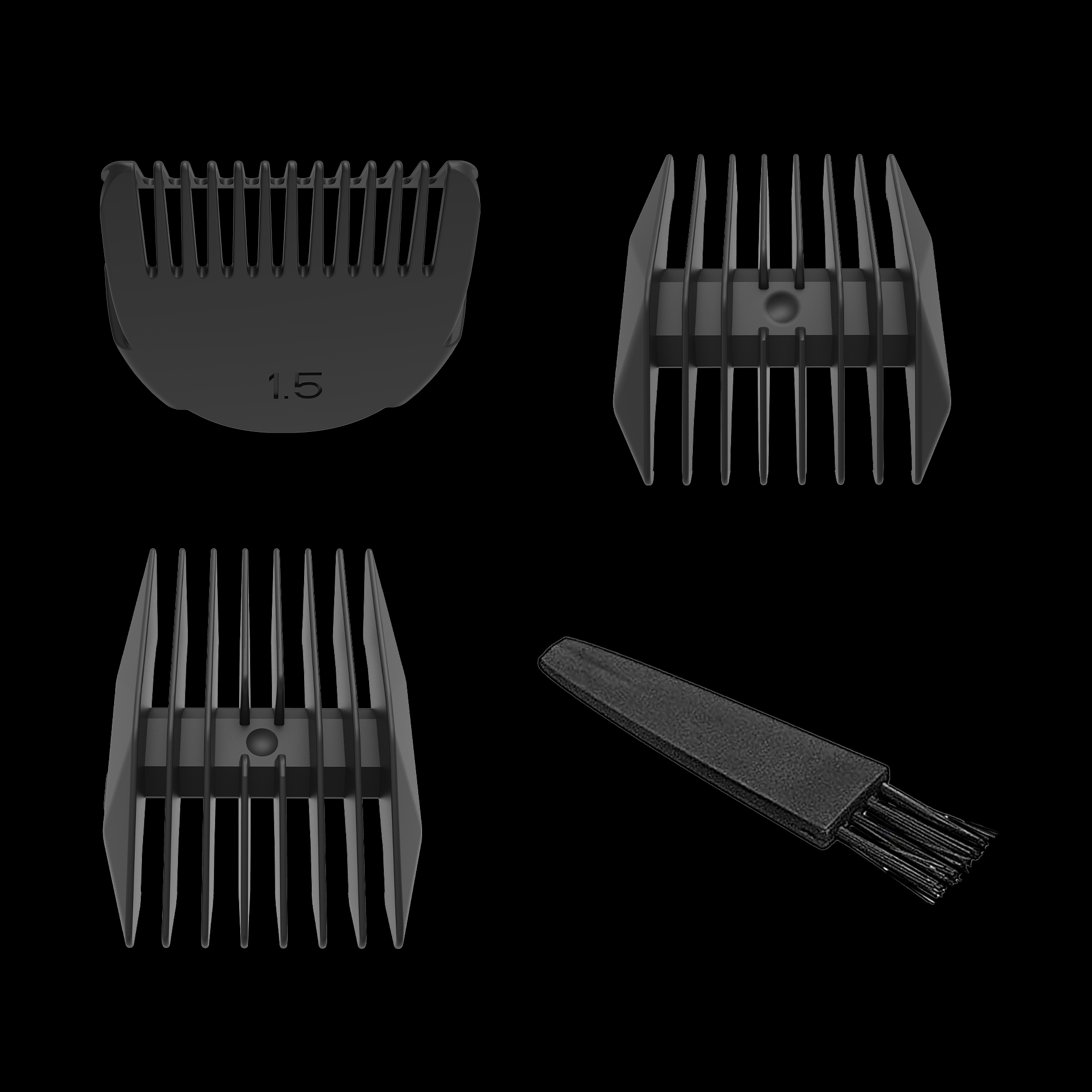 Set of 3 Guide Combs with cleaning brush for Zlade Ballistic ZW2.0 Trimmer (1.5mm, 3mm/6mm, 9mm/12mm)