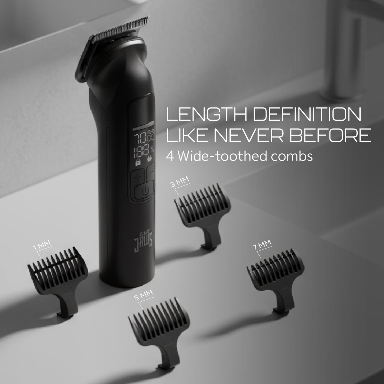 Zlade Jaws Alpha Rechargeable All-in-One Beard Trimmer | 4 Interchangeable Heads | 19+4 Length Settings | IPX-7 Waterproof - ZLADE