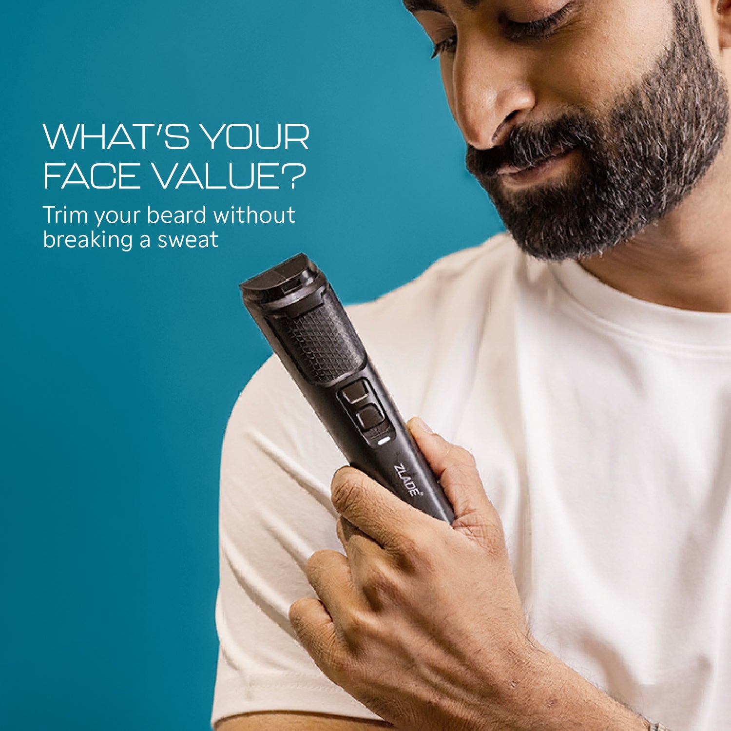 Zlade Jaws Blitz Beard Trimmer With 6 Length Settings | Self-Sharpening Blades | Long Runtime | Convenient USB-C Charging - ZLADE