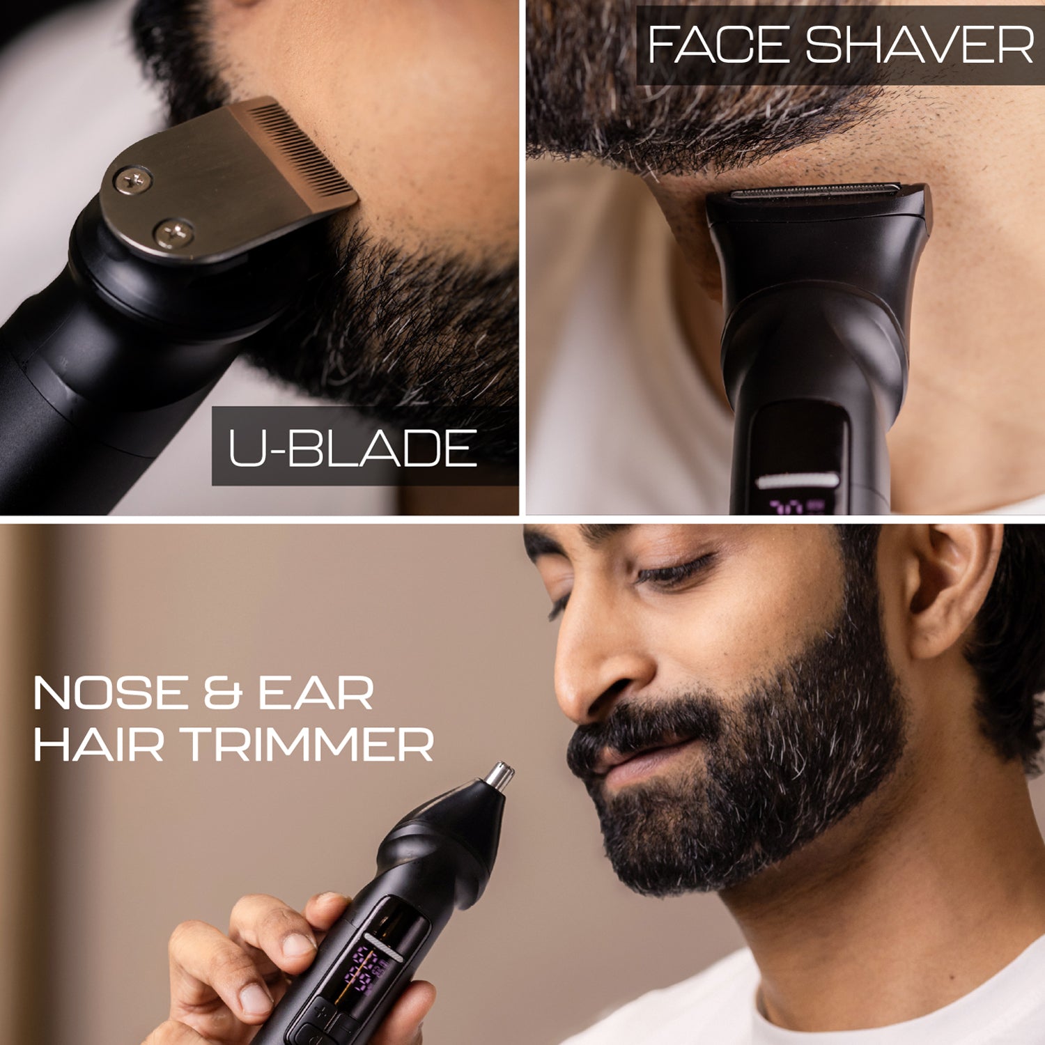 Zlade Jaws Alpha Rechargeable All-in-One Beard Trimmer | 4 Interchangeable Heads | 19+4 Length Settings | IPX-7 Waterproof - ZLADE