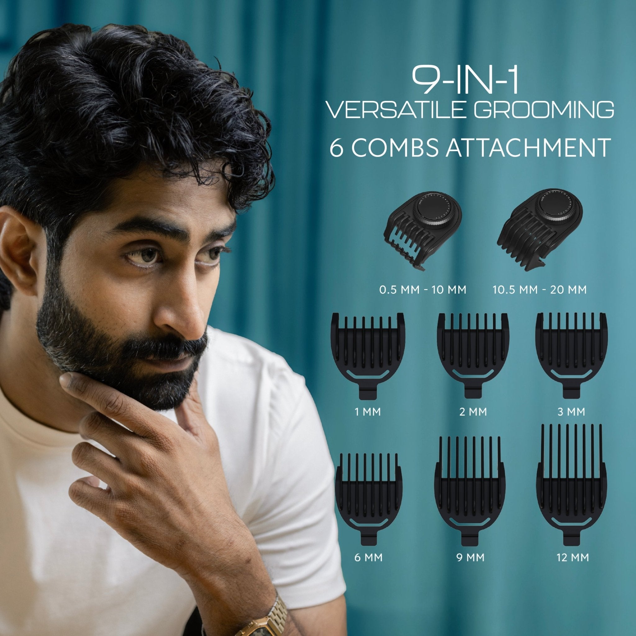 Zlade Jaws Blitz 9-in-1 Ultra-Precision Beard Trimmer | 40+6 Length Settings | Self-Sharpening Blades | USB-C Charging - Beard Trimmer - ZLADE