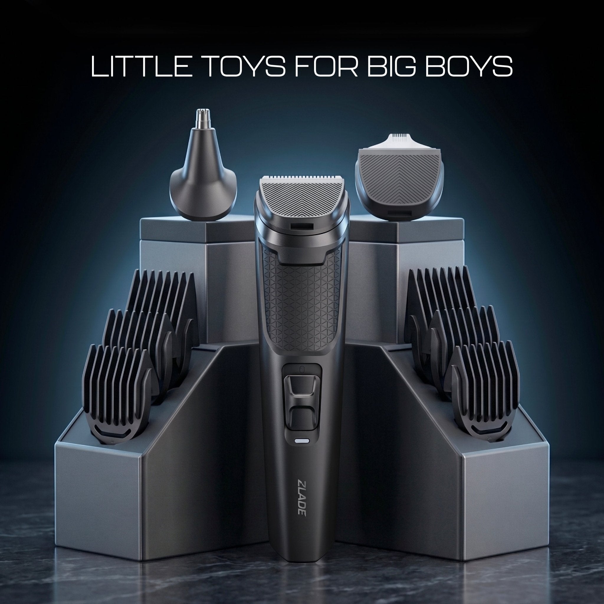 Zlade Jaws Blitz All-Purpose Beard Trimmer | Men's Multigrooming Kit With 6 Combs & 3 Interchangeable Heads | Beard, Nose, Ear & More - Beard Trimmer - ZLADE