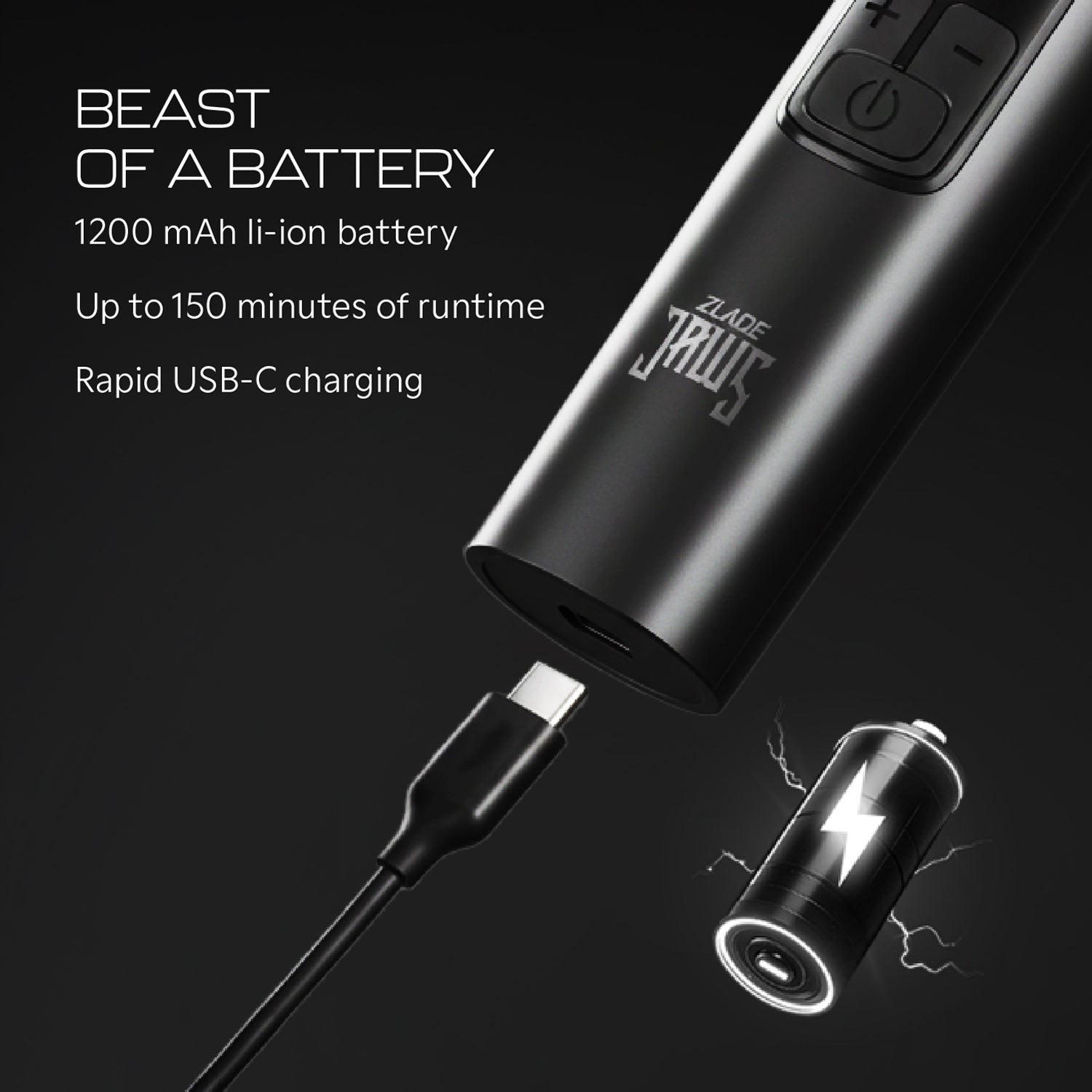 Zlade Jaws Alpha Rechargeable All-in-One Beard Trimmer | 4 Interchangeable Heads | 19+4 Length Settings | IPX-7 Waterproof - ZLADE