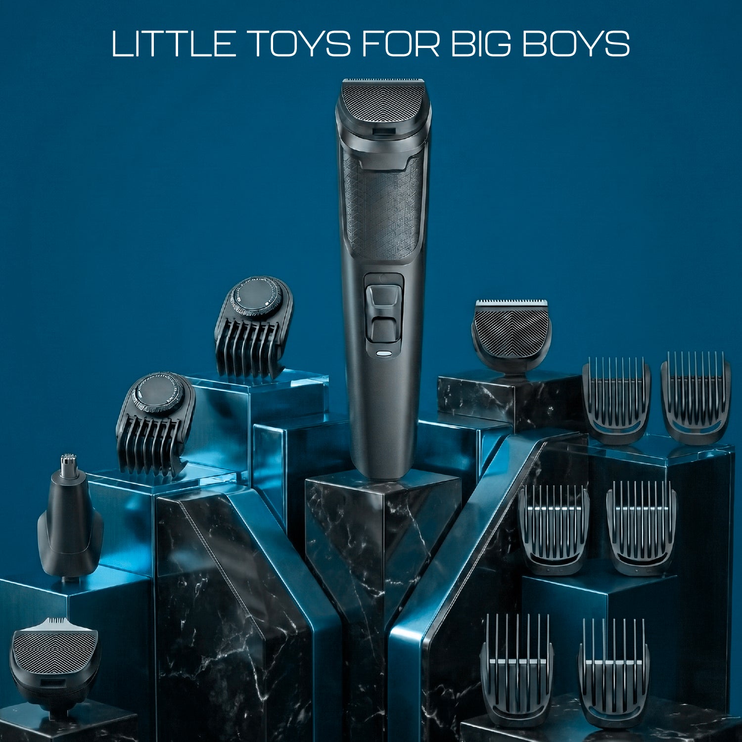 Zlade Jaws Blitz 11-in-1 All-Purpose Beard Trimmer | Men's Multigrooming Kit | 40+6 Length Settings | 3 Interchangeable Heads | Convenient USB-C Charging - Beard Trimmer - ZLADE