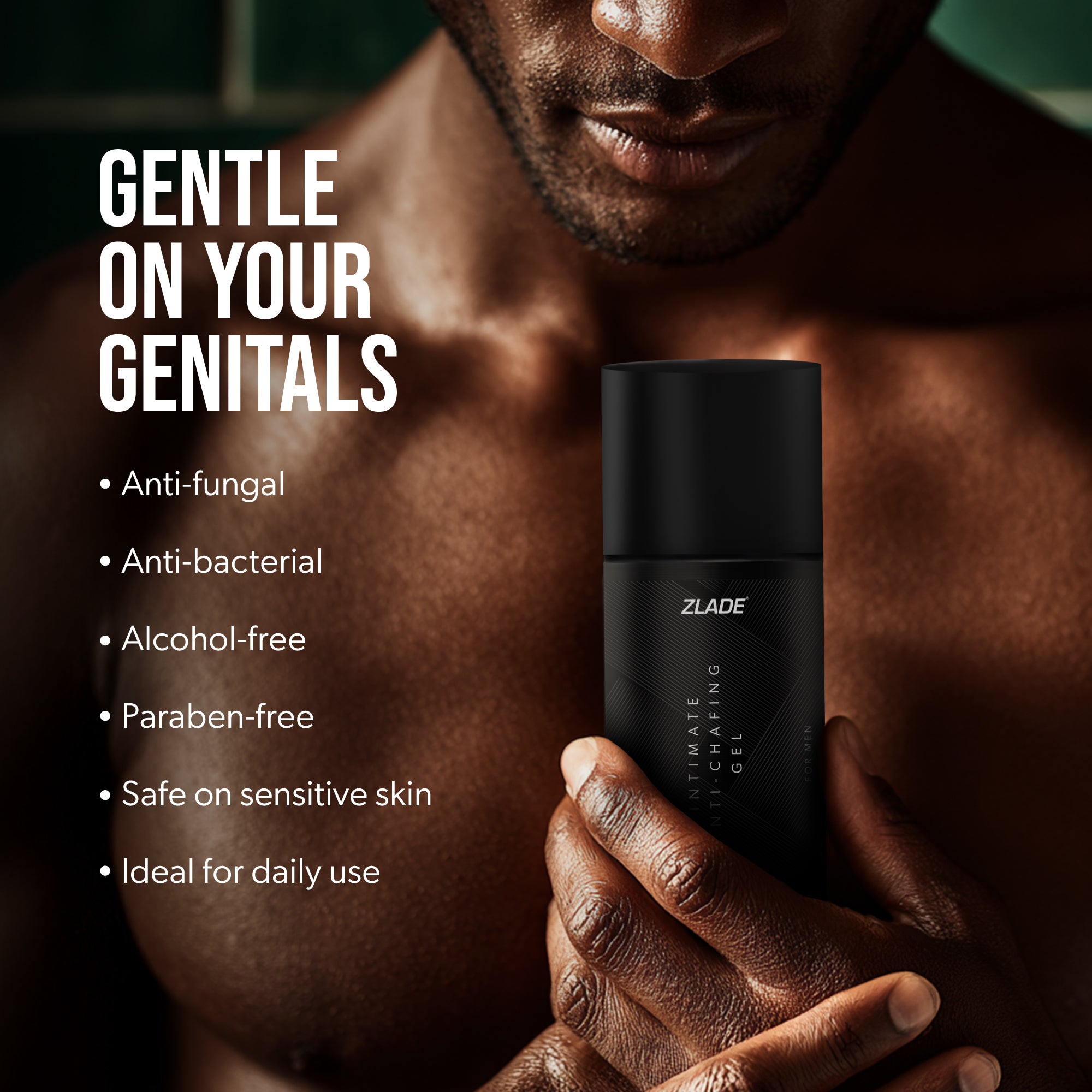 Zlade Anti-Chafing Gel for Men | Antibacterial | Antifungal | Alcohol-Free | For Impeccable Below-the-Belt Hygiene | 100 ml