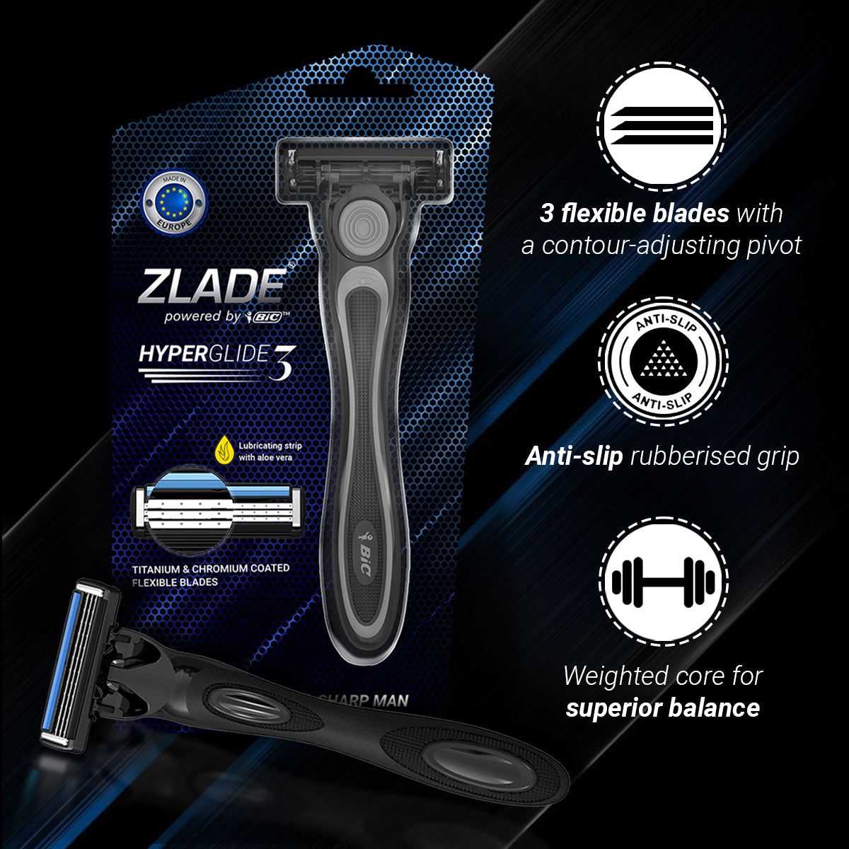 Zlade Ballistic Turbo 3.0 Full-Body Trimmer & Zlade HyperGlide3 Shaving Razor