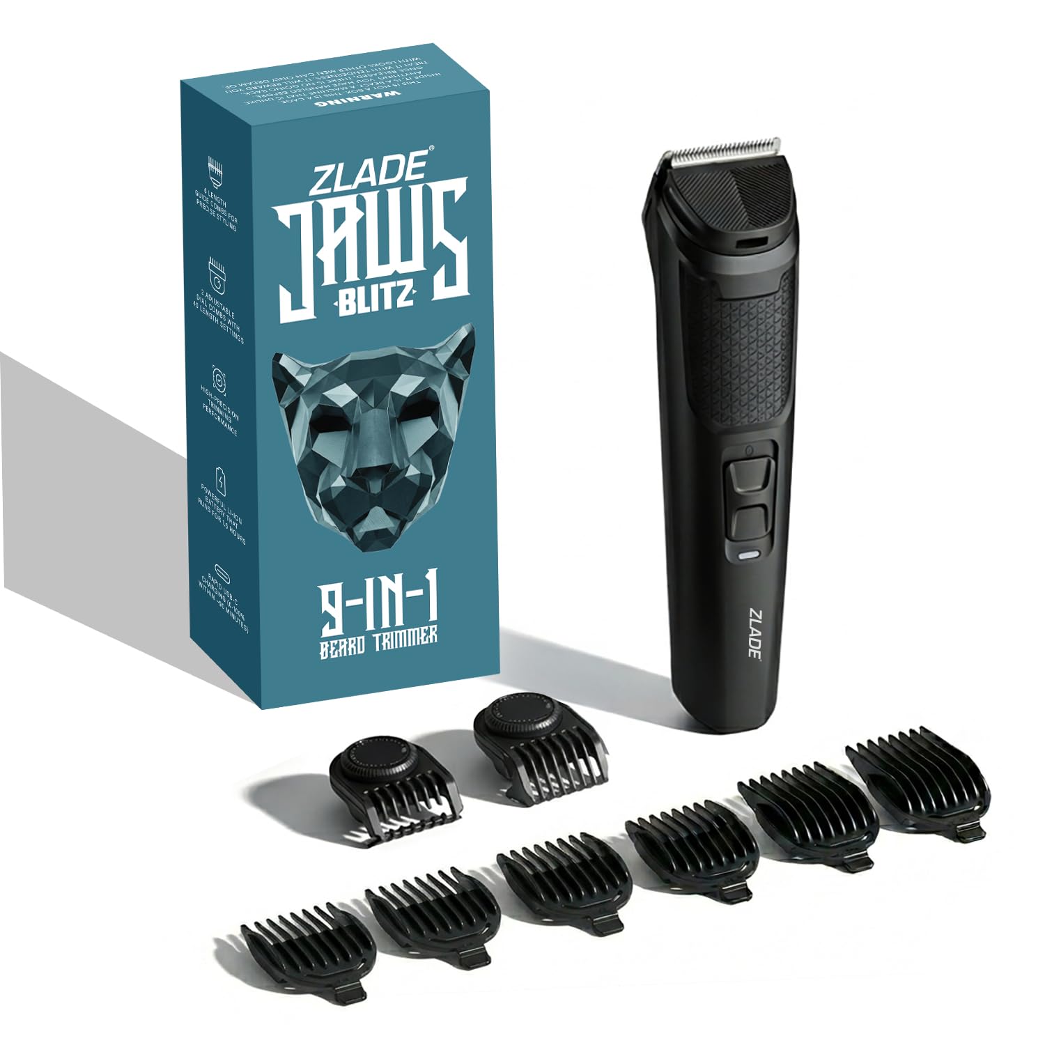 Zlade Jaws Blitz 9-in-1 Beard Trimmer ZBLT9 - 40 length settings, black