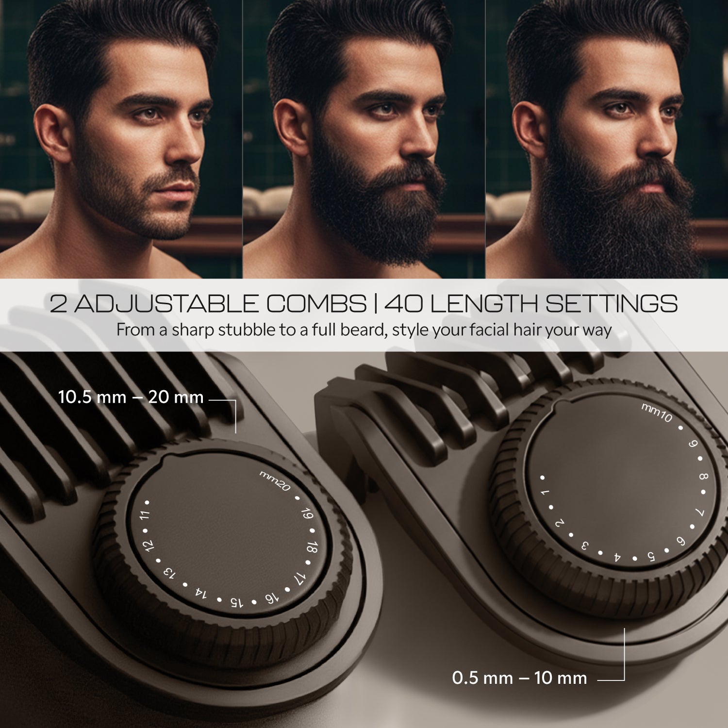 Zlade Jaws Blitz Rechargeable High-Precision Beard Trimmer | 40 Length Settings