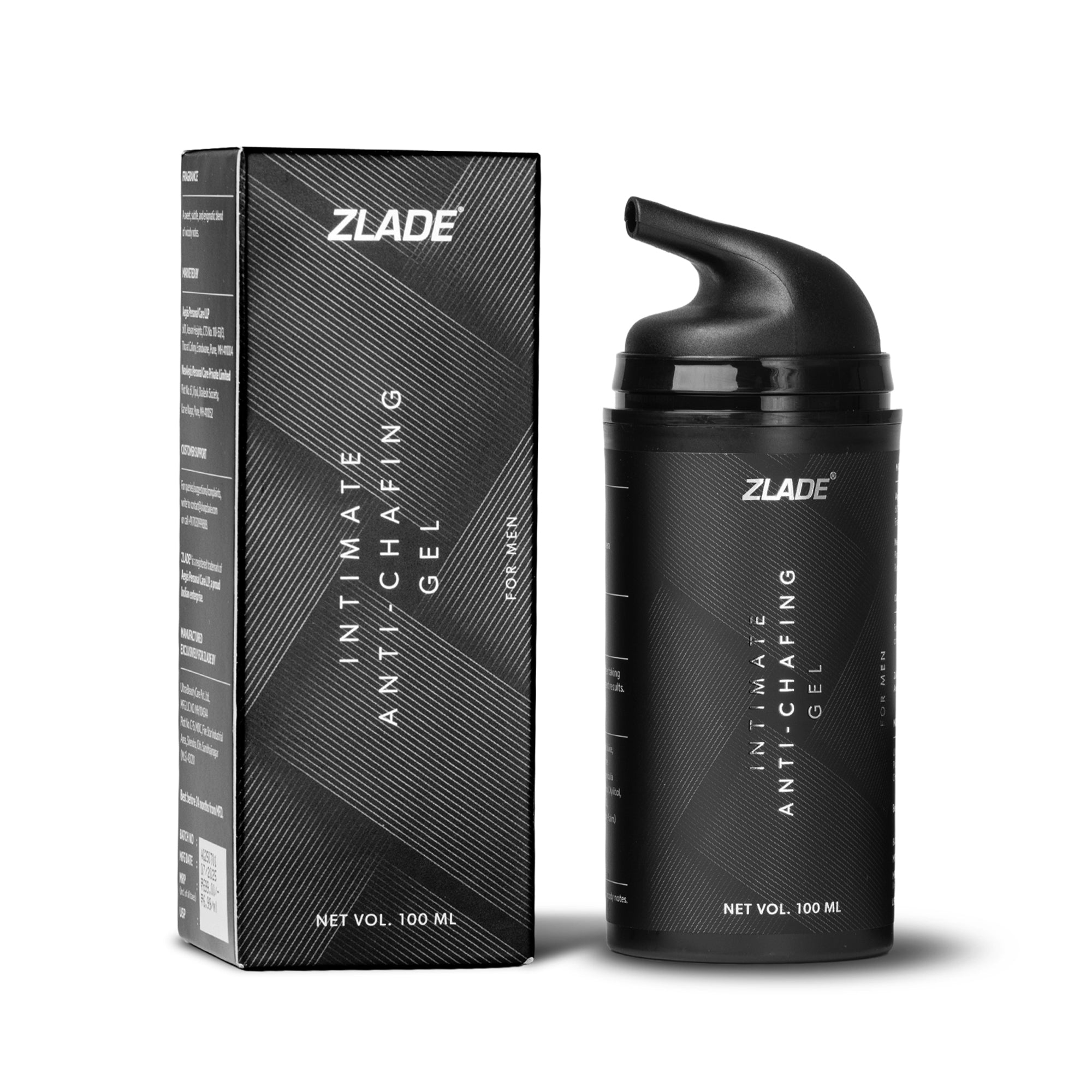 Zlade Anti-Chafing Gel for Men | Antibacterial | Antifungal | Alcohol-Free | For Impeccable Below-the-Belt Hygiene | 100 ml - Intimate Hygiene - ZLADE