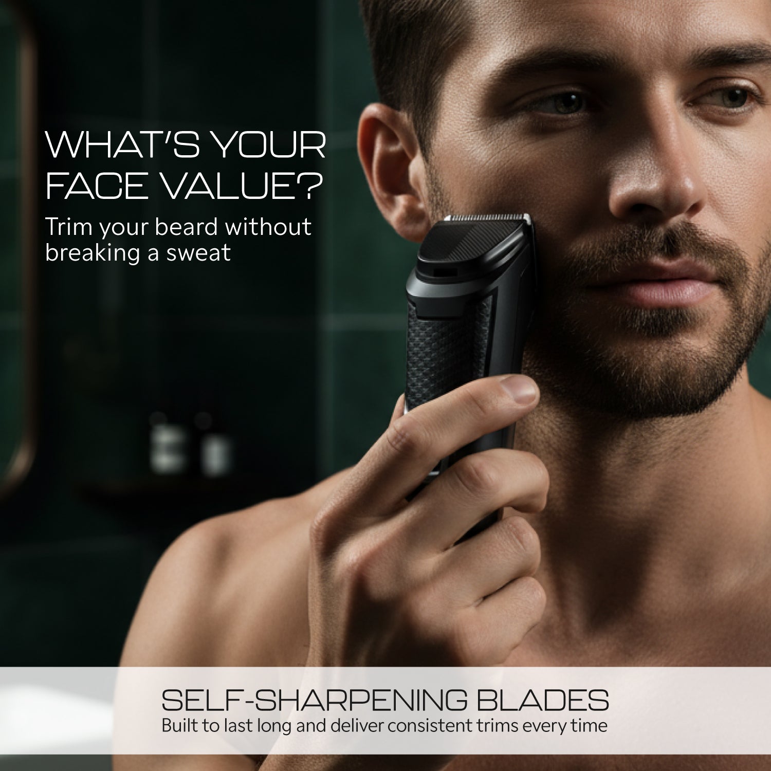 Zlade Jaws Blitz Rechargeable All-Purpose Beard Trimmer | 40 Length Settings | 3 Interchangeable Heads