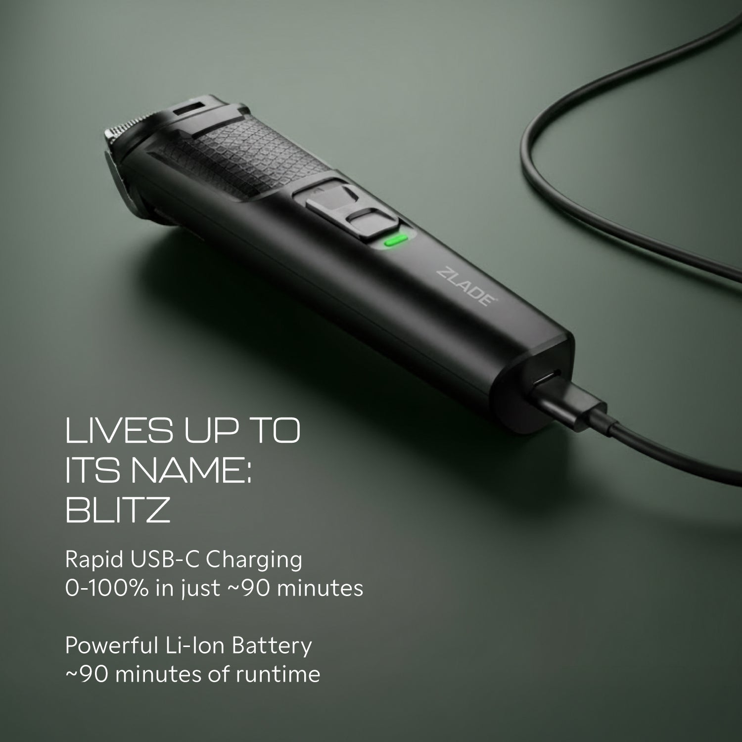 Zlade Jaws Blitz Rechargeable All-Purpose Beard Trimmer | 40 Length Settings | 3 Interchangeable Heads