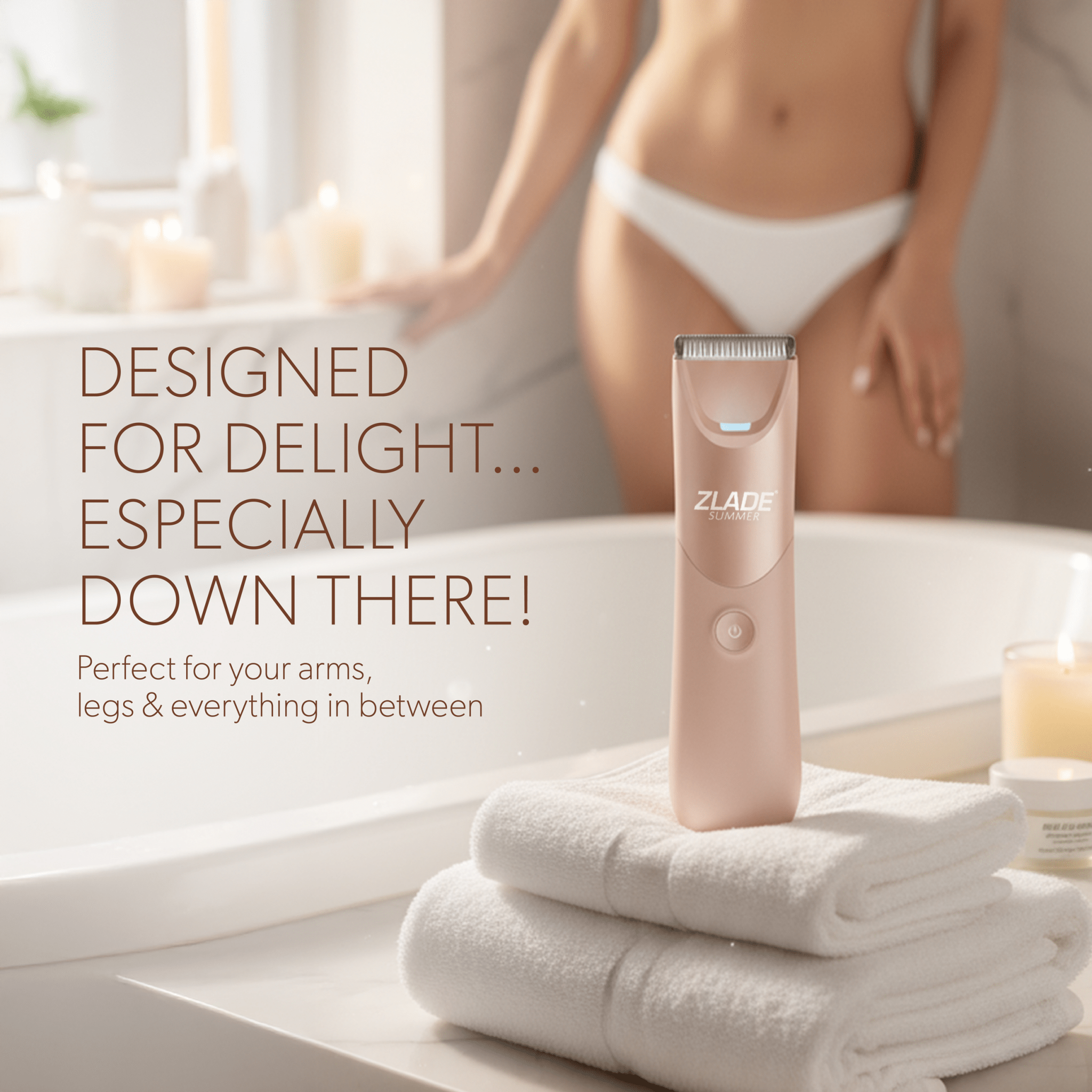 Zlade Summer Intimate Hair Removal Trimmer for Women | Bikini Line, Underarms, Body Hair | 2 AAA Battery Operated | IPX - 5 Waterproof - Hair Clipper & Trimmer Accessories - ZLADE