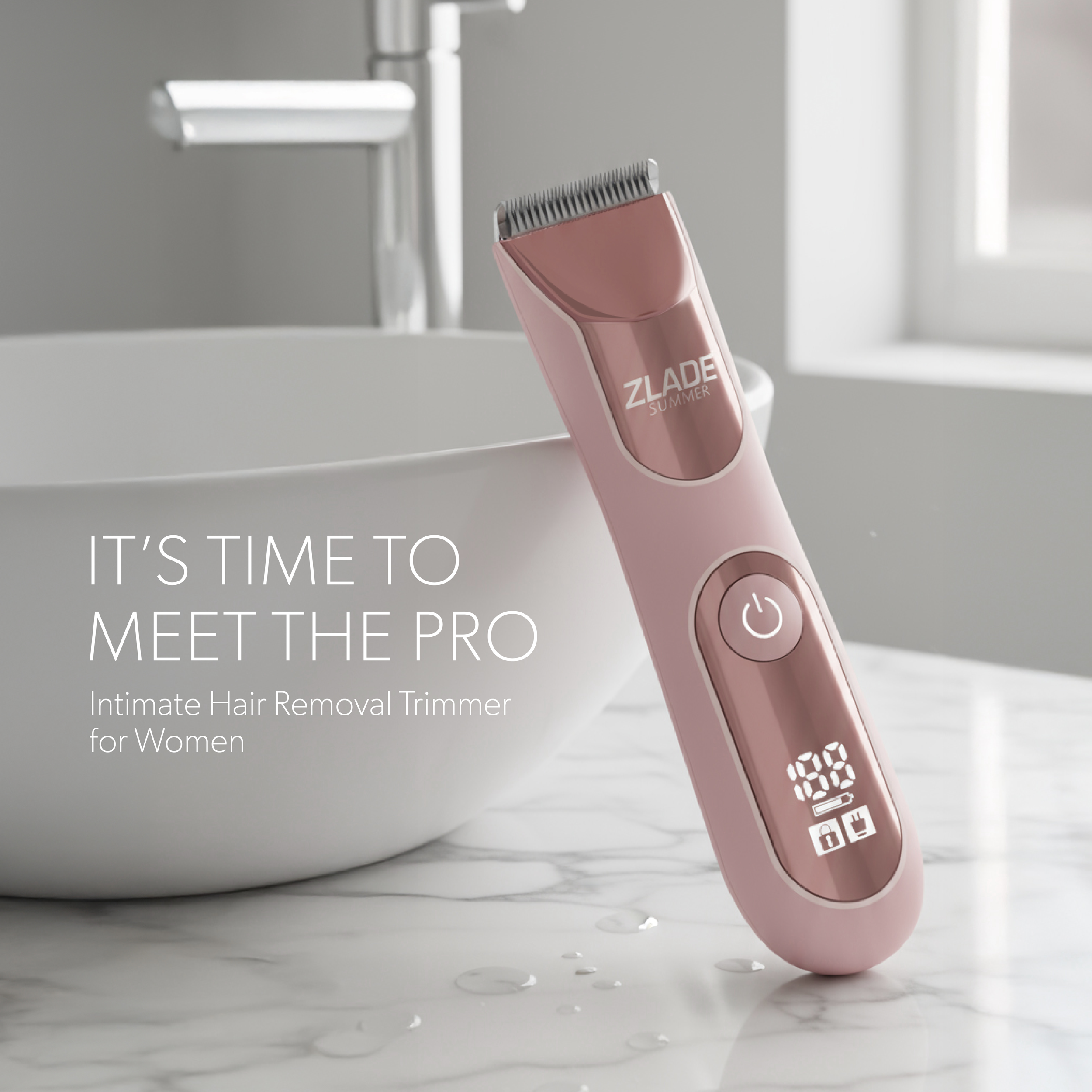Zlade Summer Pro Intimate Body Trimmer for Women | Rechargeable | Soft Ceramic Blades | Waterproof | Digital Display