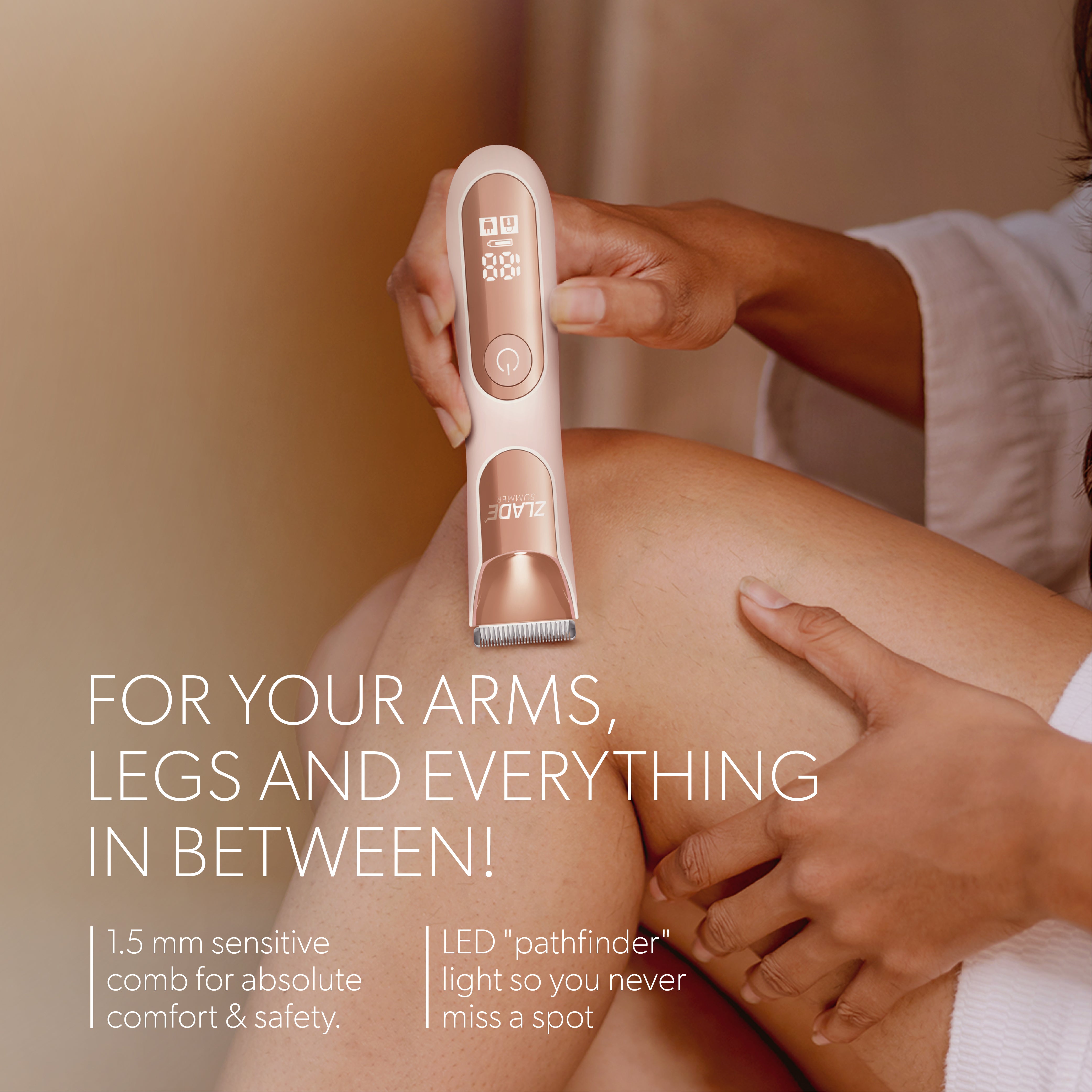 Zlade Summer Pro Intimate Body Trimmer for Women | Rechargeable | Soft Ceramic Blades | Waterproof | Digital Display