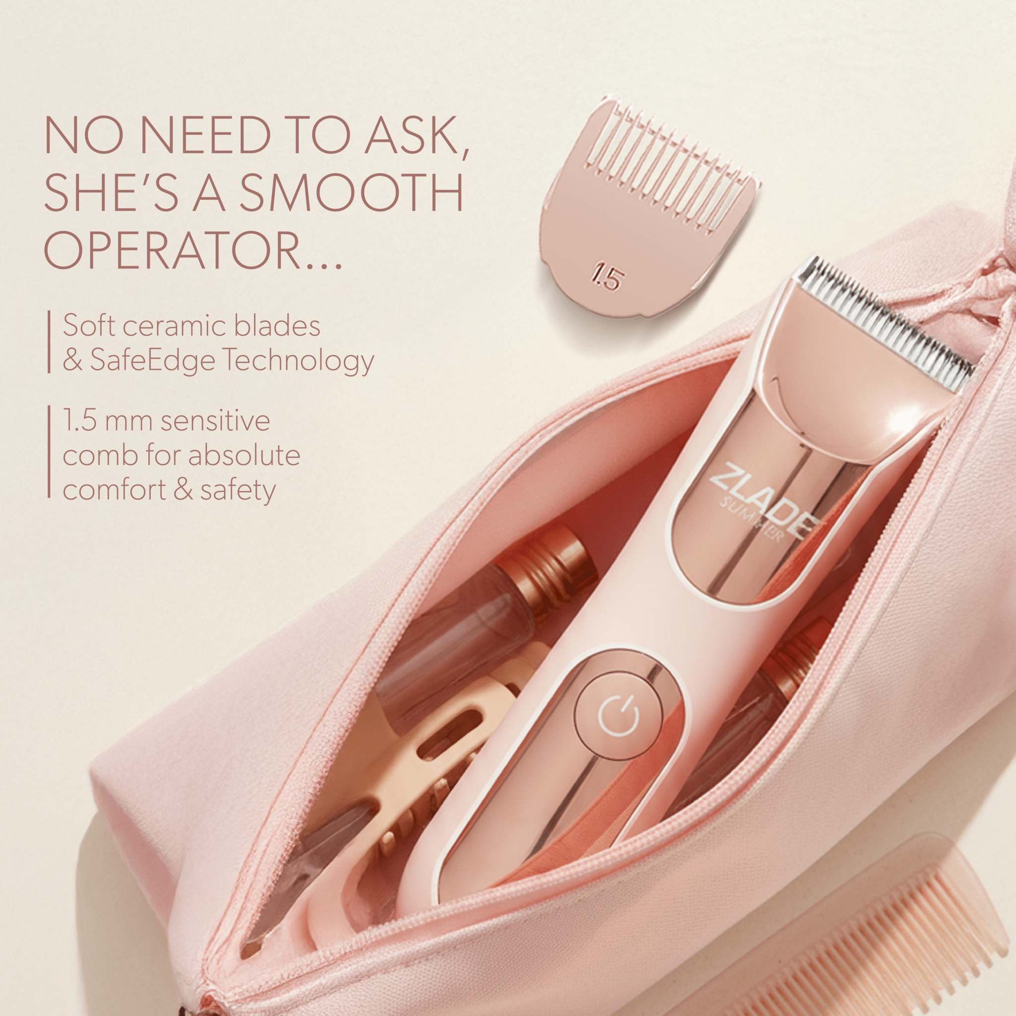 Zlade Summer Pro Intimate Body Trimmer for Women | Rechargeable | Soft Ceramic Blades | Waterproof | Digital Display - Hair Clipper & Trimmer Accessories - ZLADE