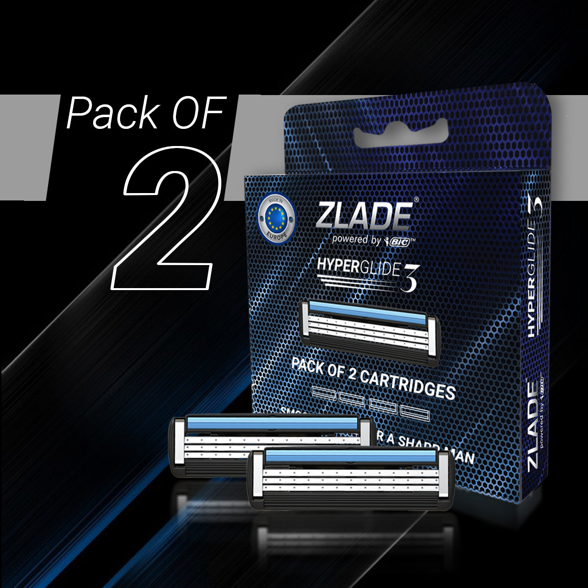 Zlade HyperGlide3 Advanced Shaving Razor Cartridges for Men