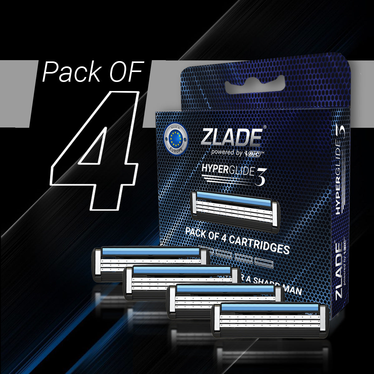 Zlade HyperGlide3 Advanced Shaving Razor Cartridges for Men