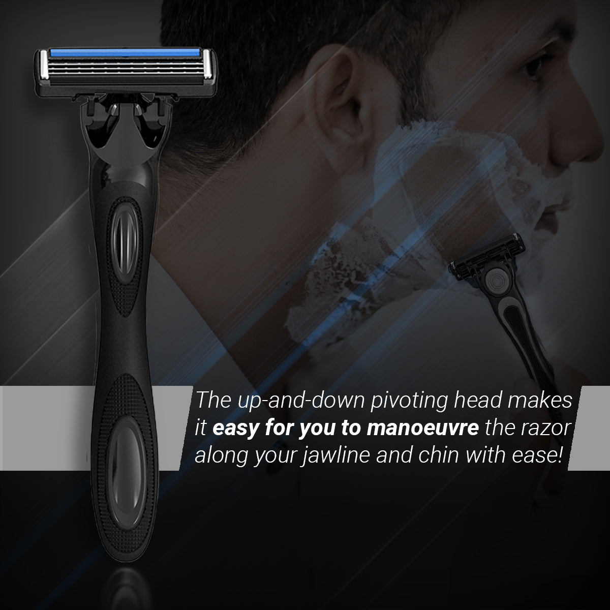 Zlade HyperGlide3 Advanced Shaving System for Men - 1 Razor Handle + 4 Cartridges