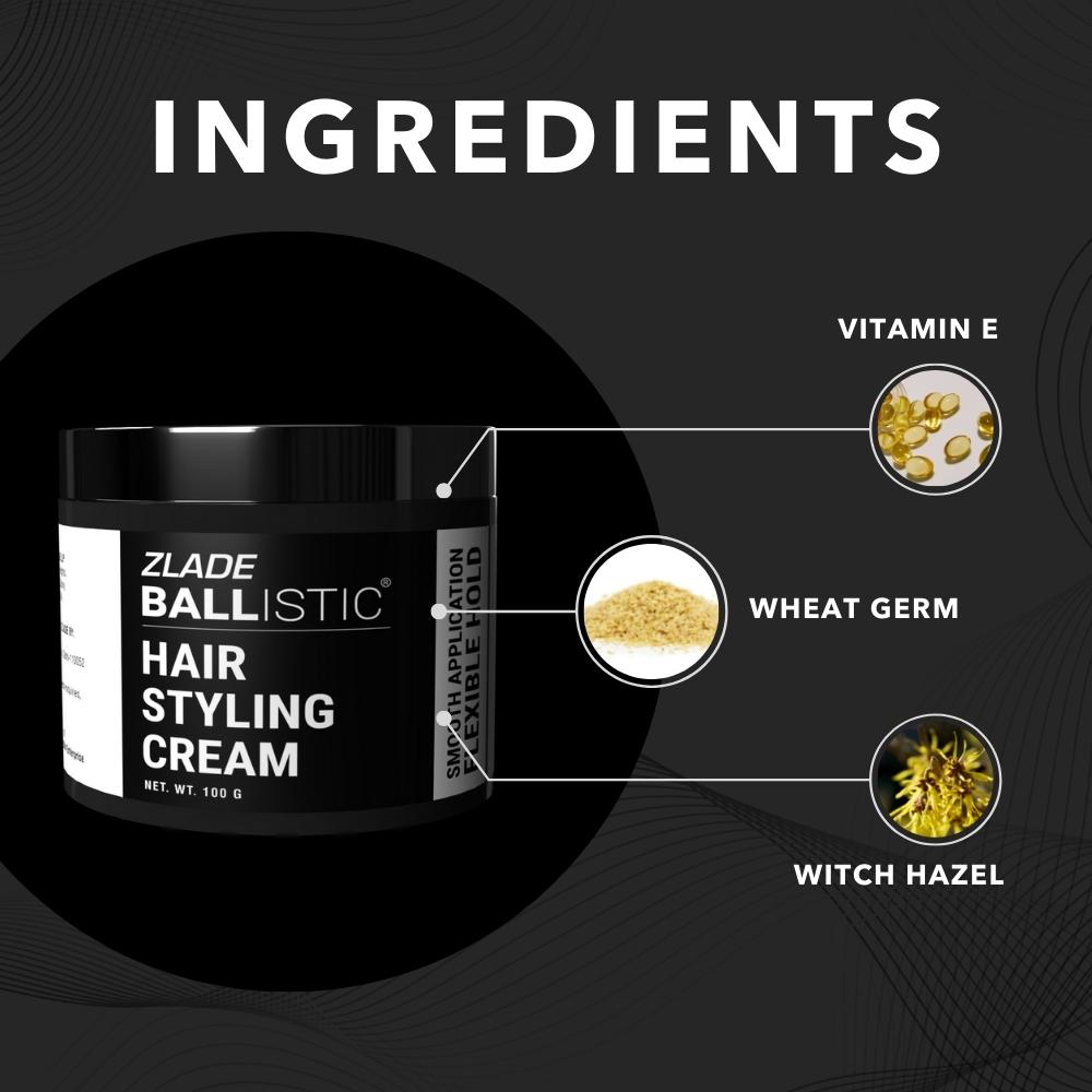 Ballistic by Zlade Hair Styling Cream | Medium Hold | Zero Residue | 100 gm